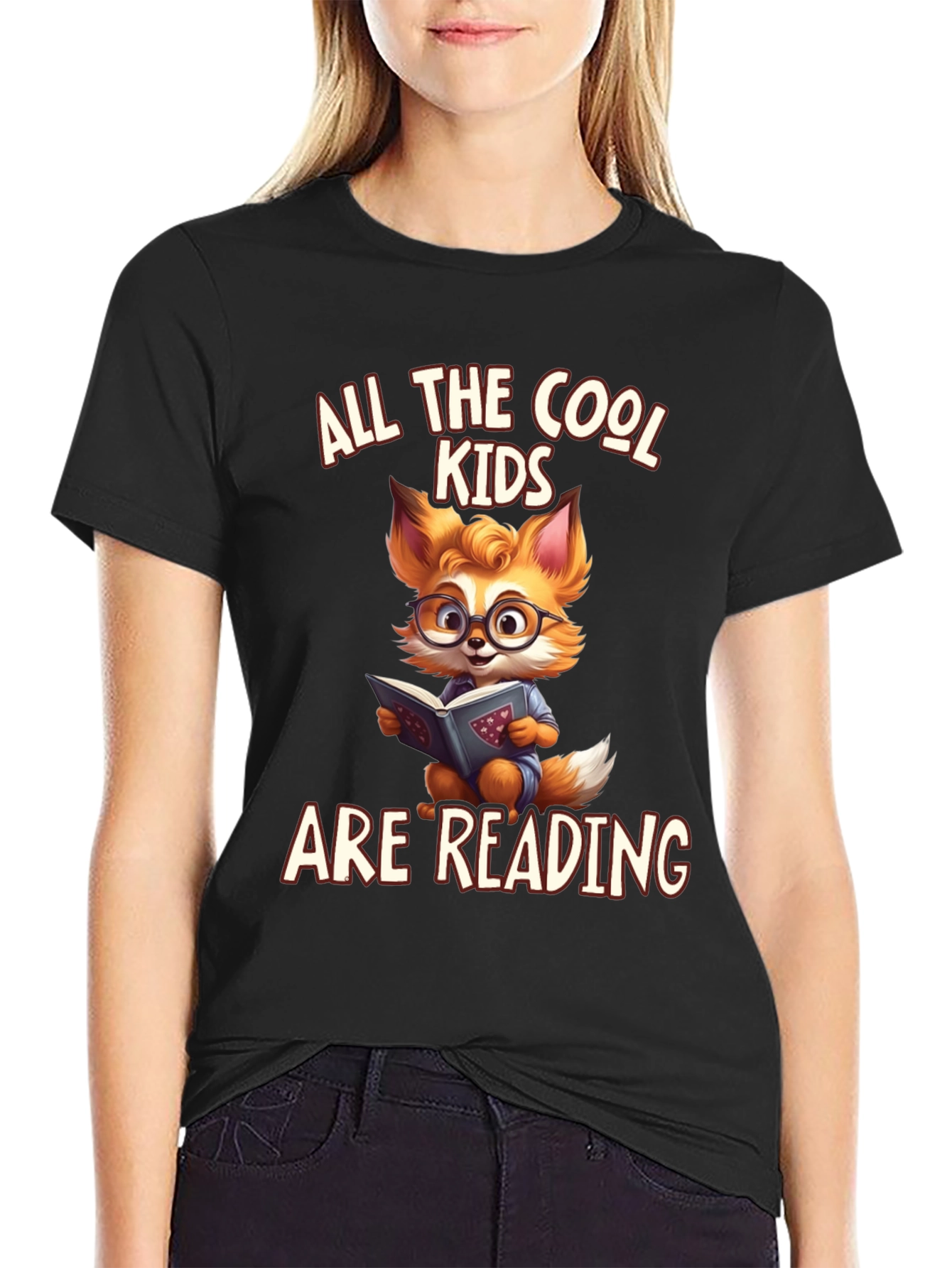 Cool Kids Reading T-Shirt - Fox Bookworm Design