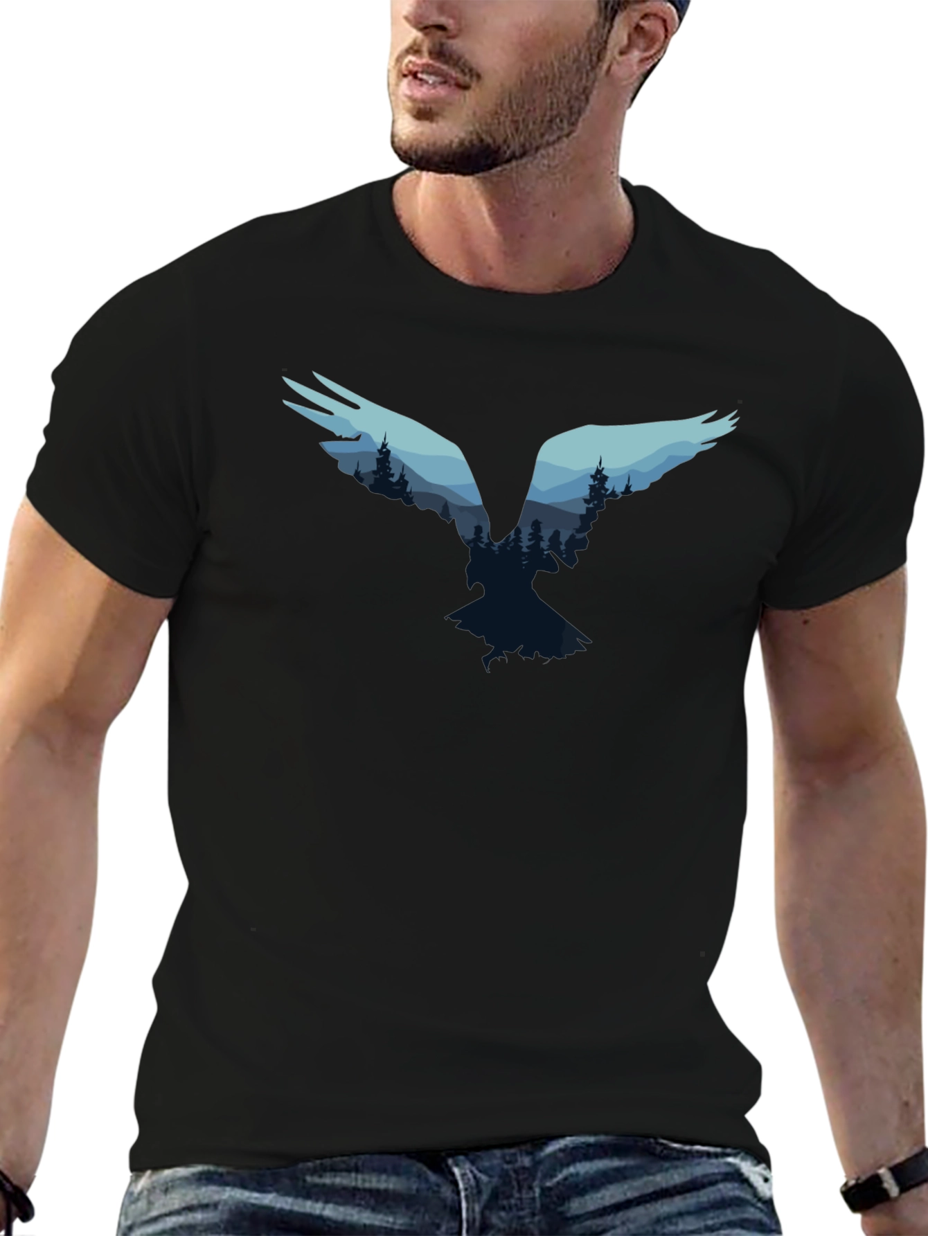 Raven Forest Graphic Tee - Nature Inspired T-Shirt