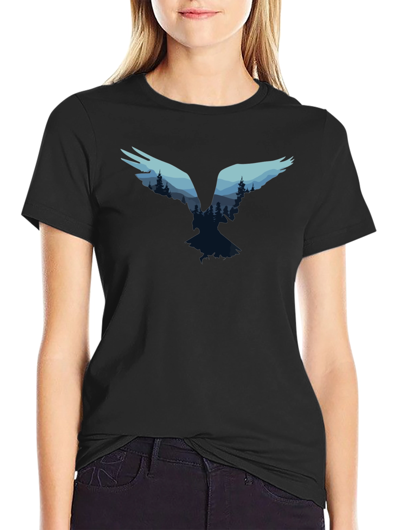 Raven Forest Graphic Tee - Nature Inspired T-Shirt