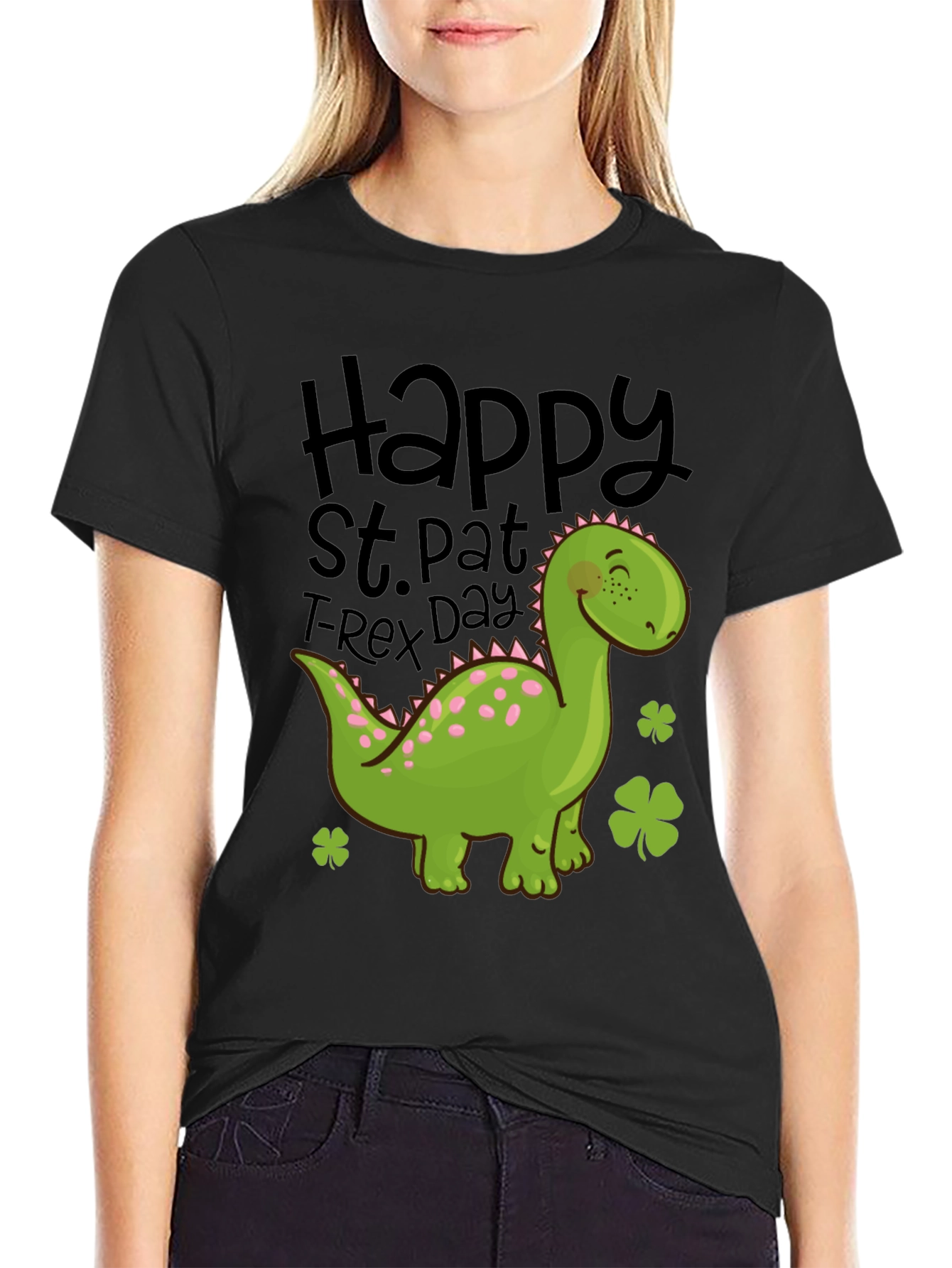 St. Pat T-Rex Day Black T-Shirt