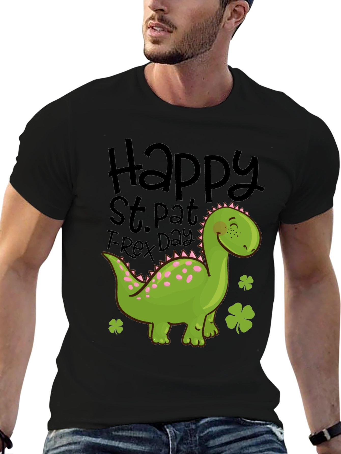 St. Pat T-Rex Day Black T-Shirt