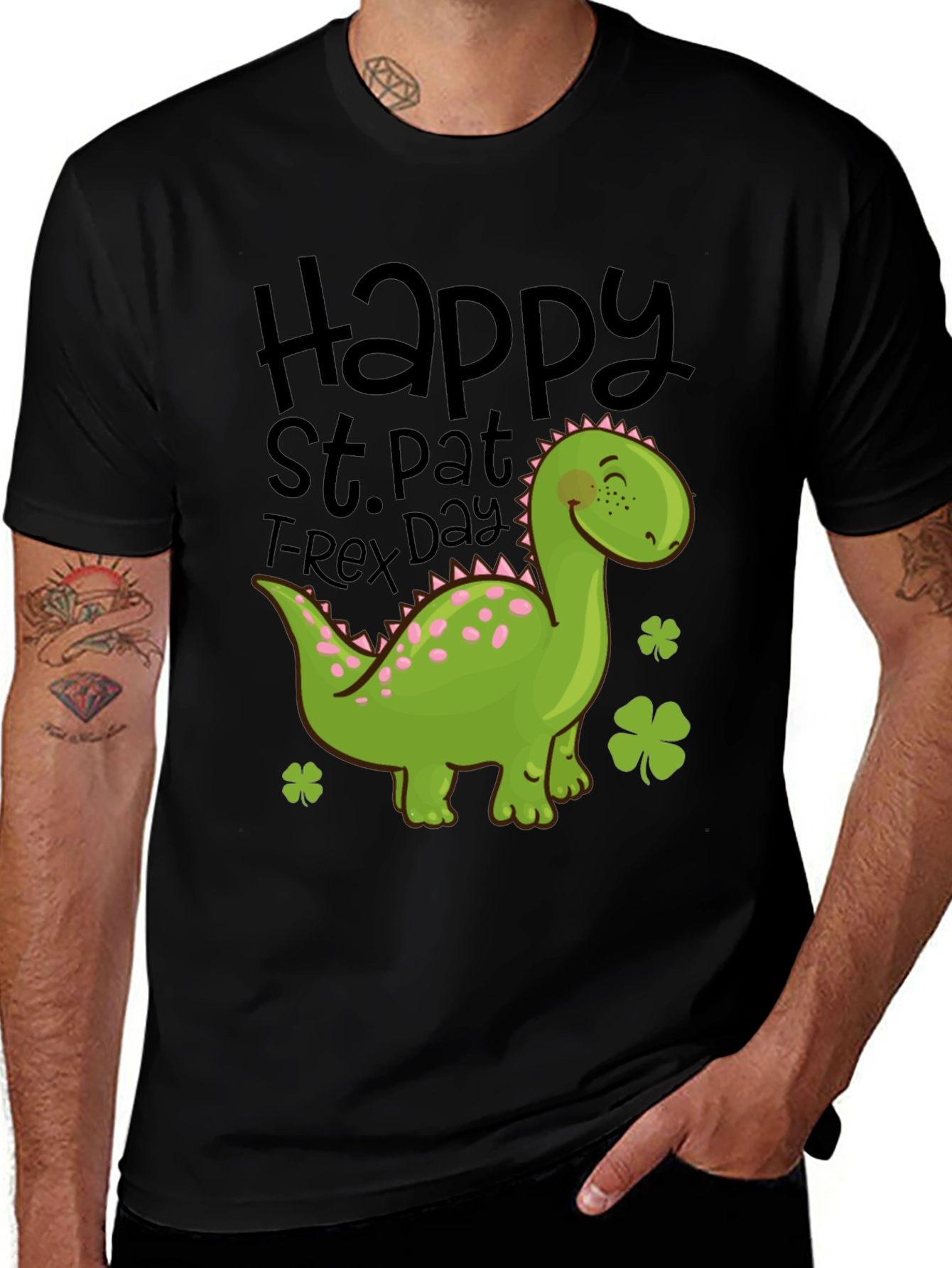 St. Pat T-Rex Day Black T-Shirt