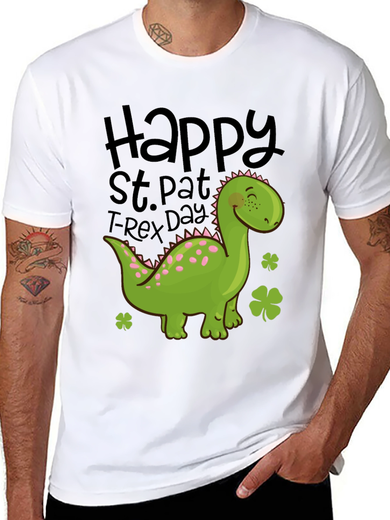 St. Pat T-Rex Day Black T-Shirt