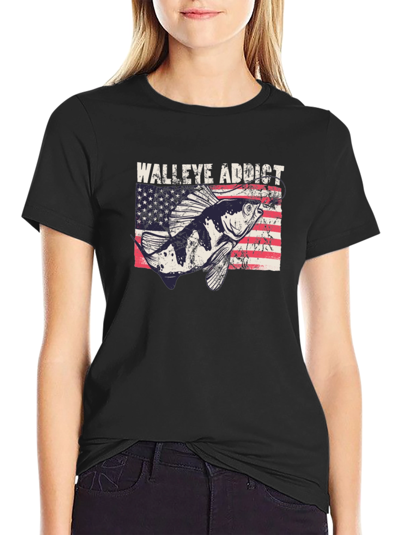 Walleye Addict USA Flag Graphic Tee
