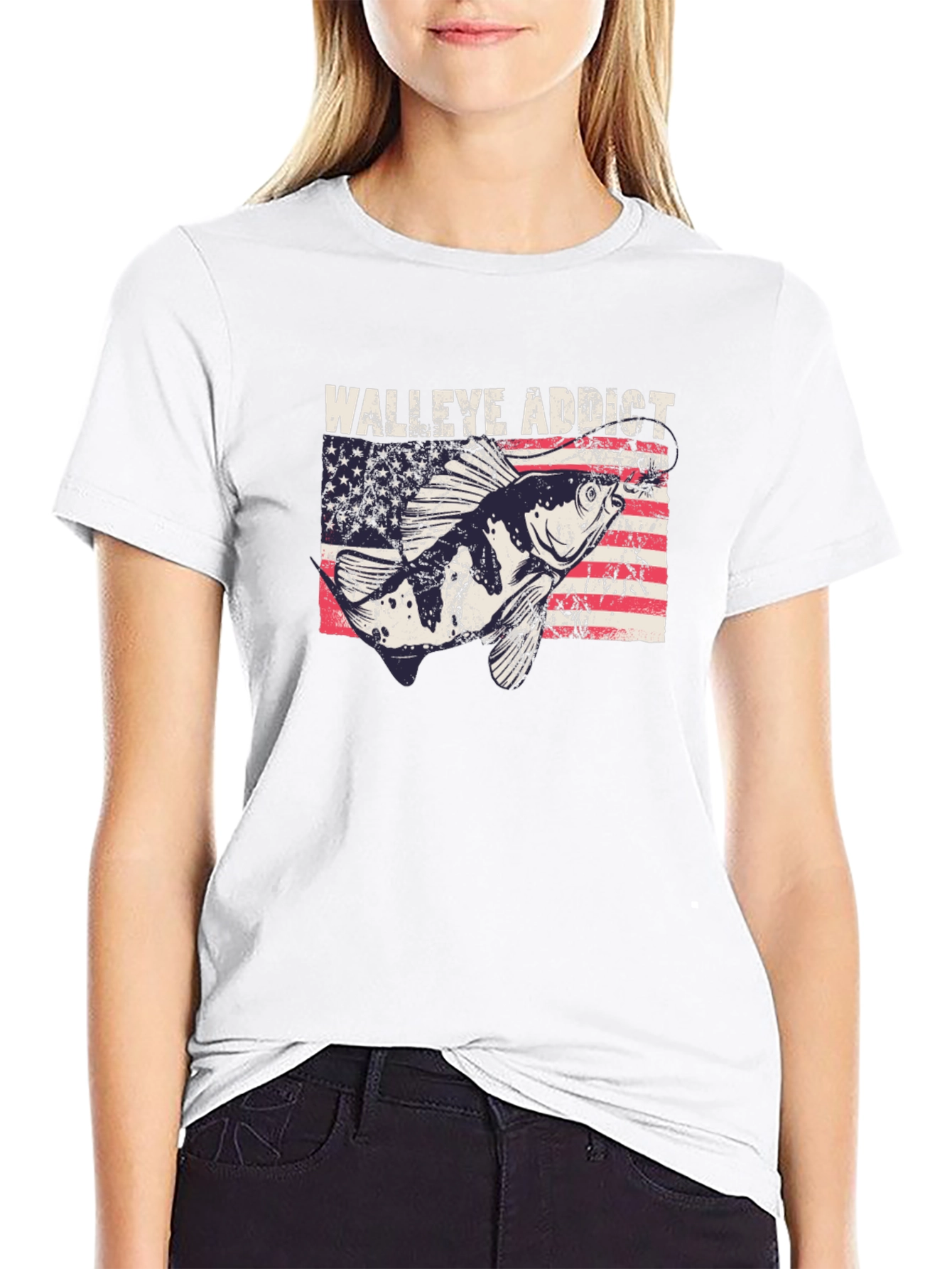 Walleye Addict USA Flag Graphic Tee