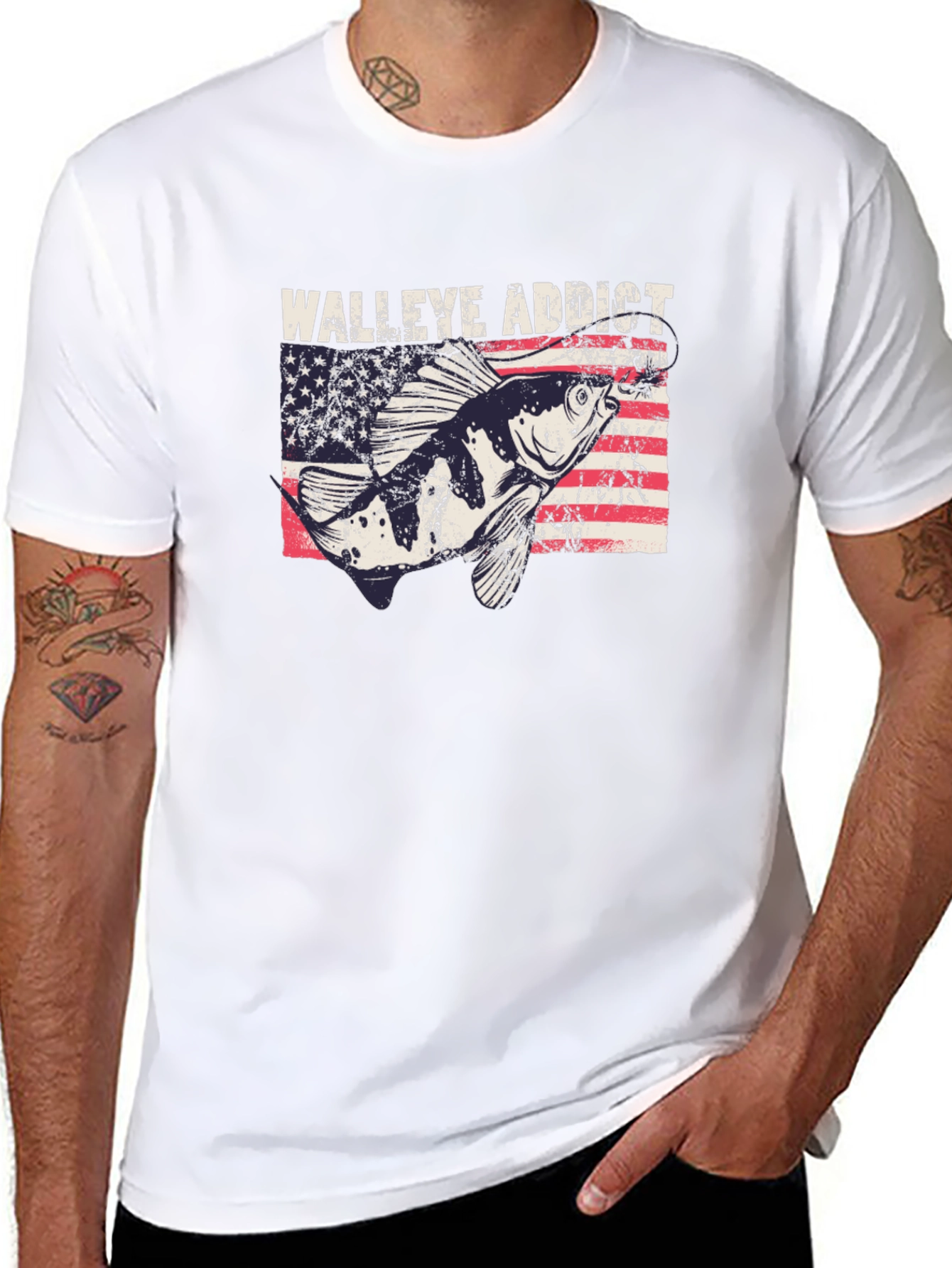 Walleye Addict USA Flag Graphic Tee