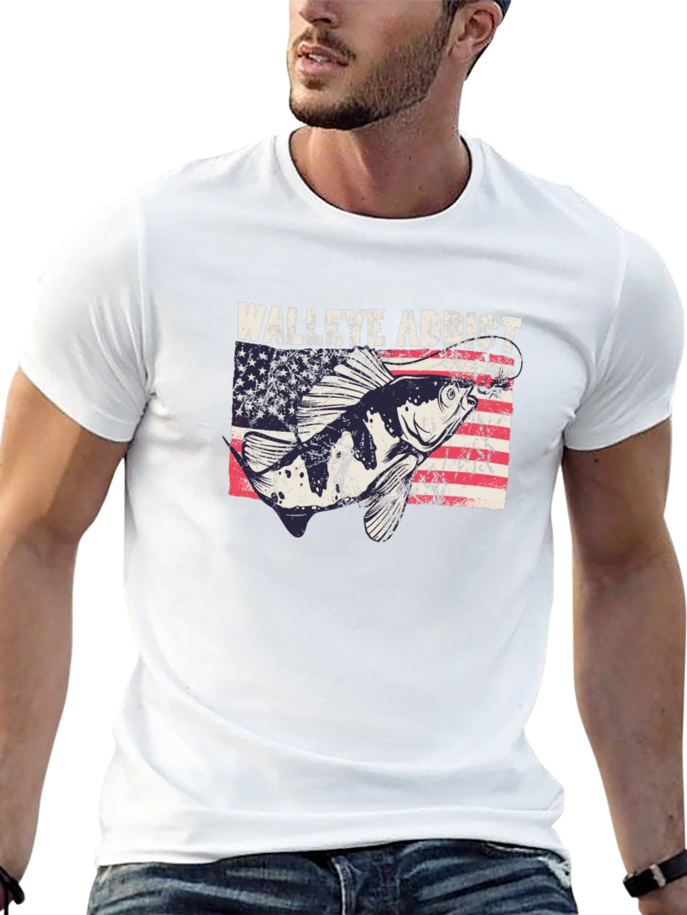 Walleye Addict USA Flag Graphic Tee