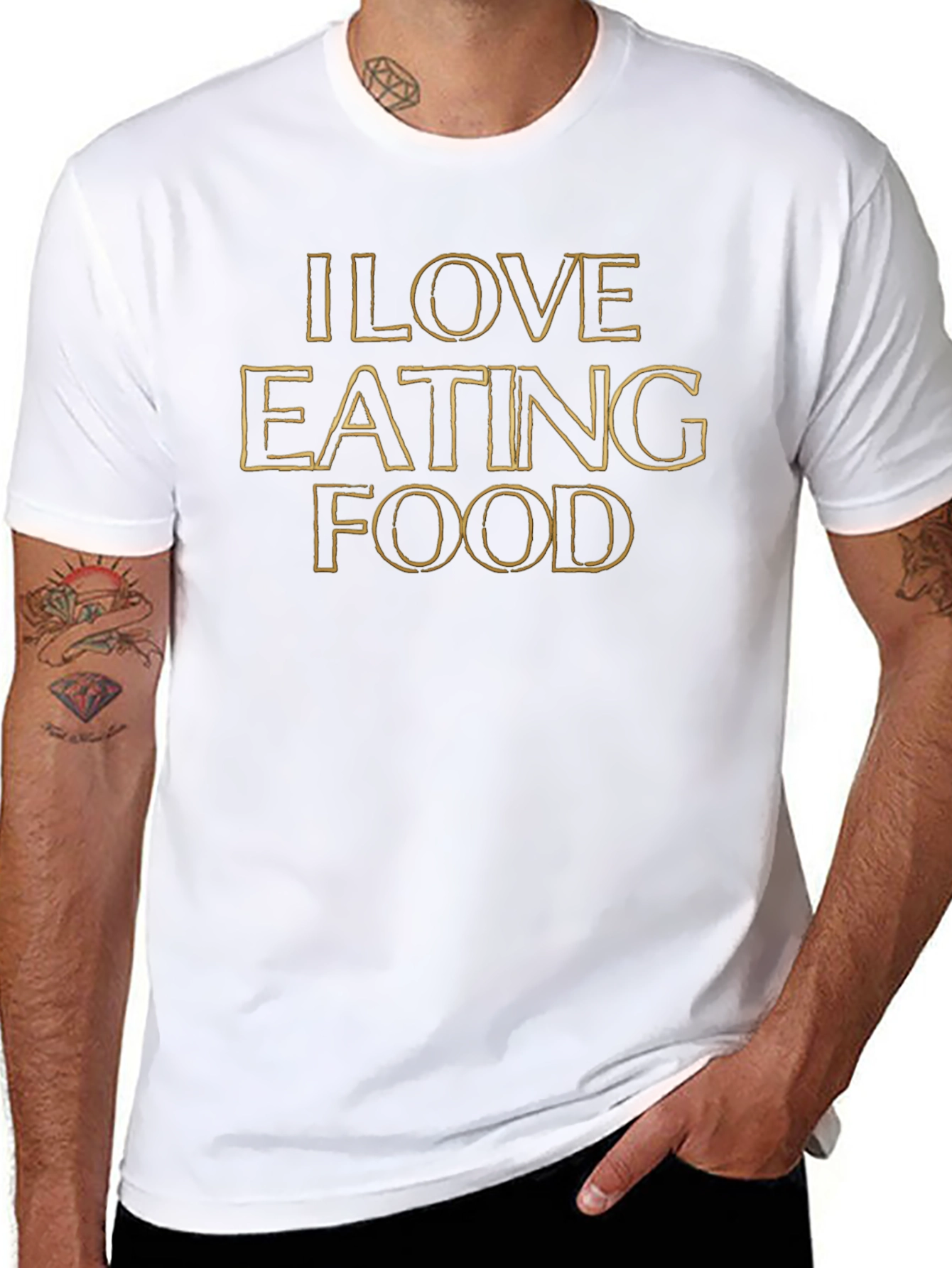 I Love Eating Food Graphic Tee - Black