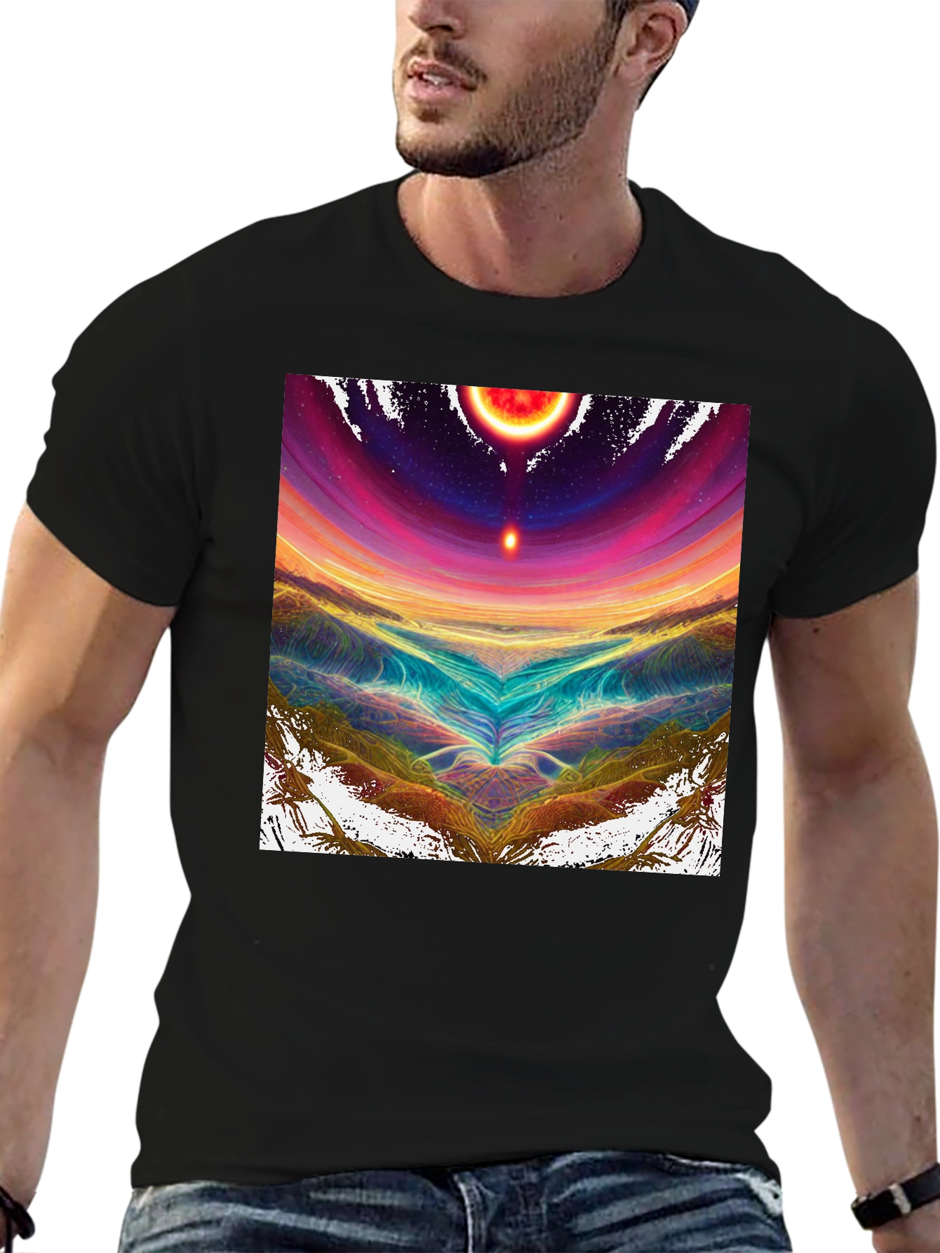 Abstract Celestial Black Tee