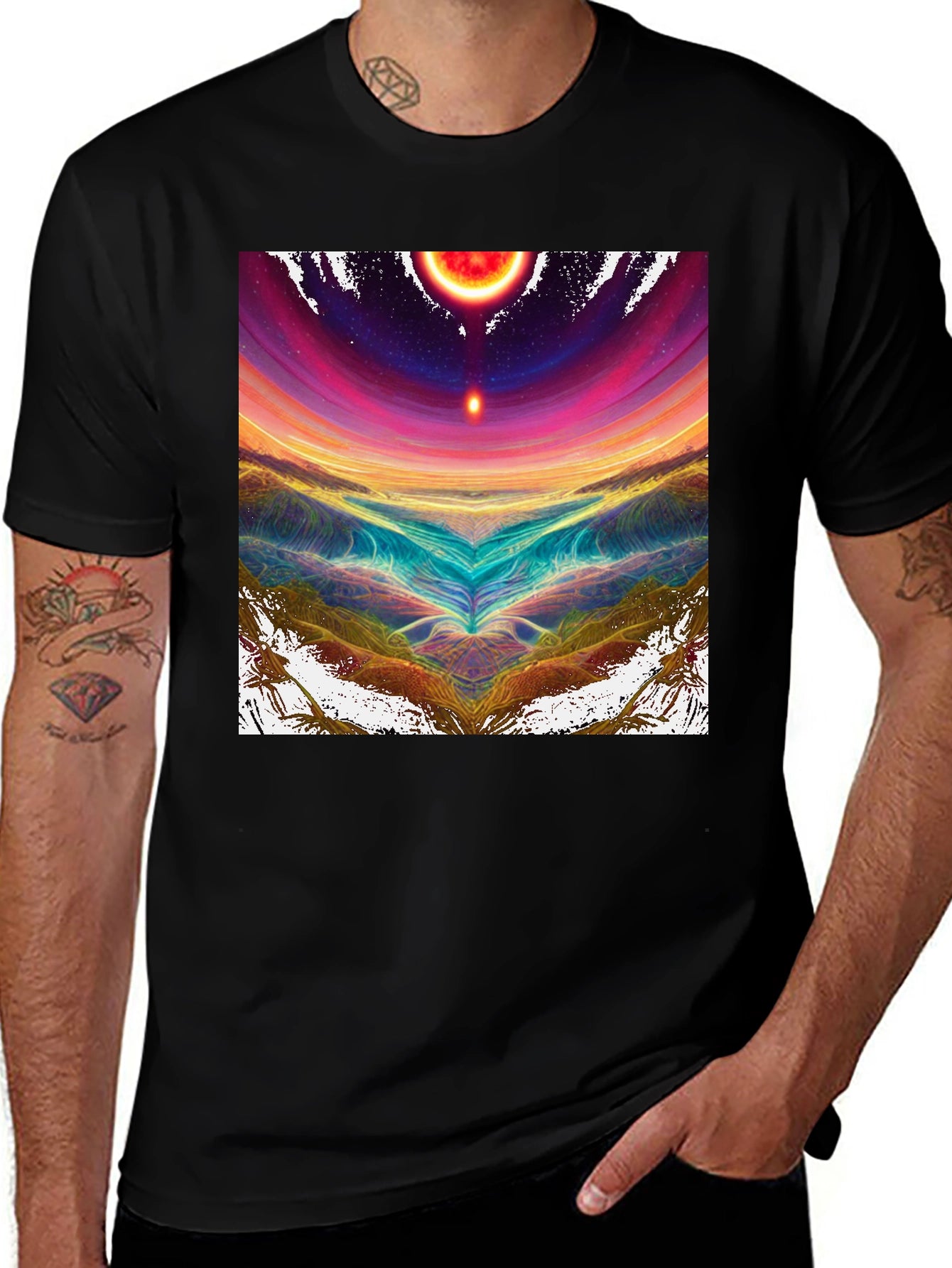Abstract Celestial Black Tee