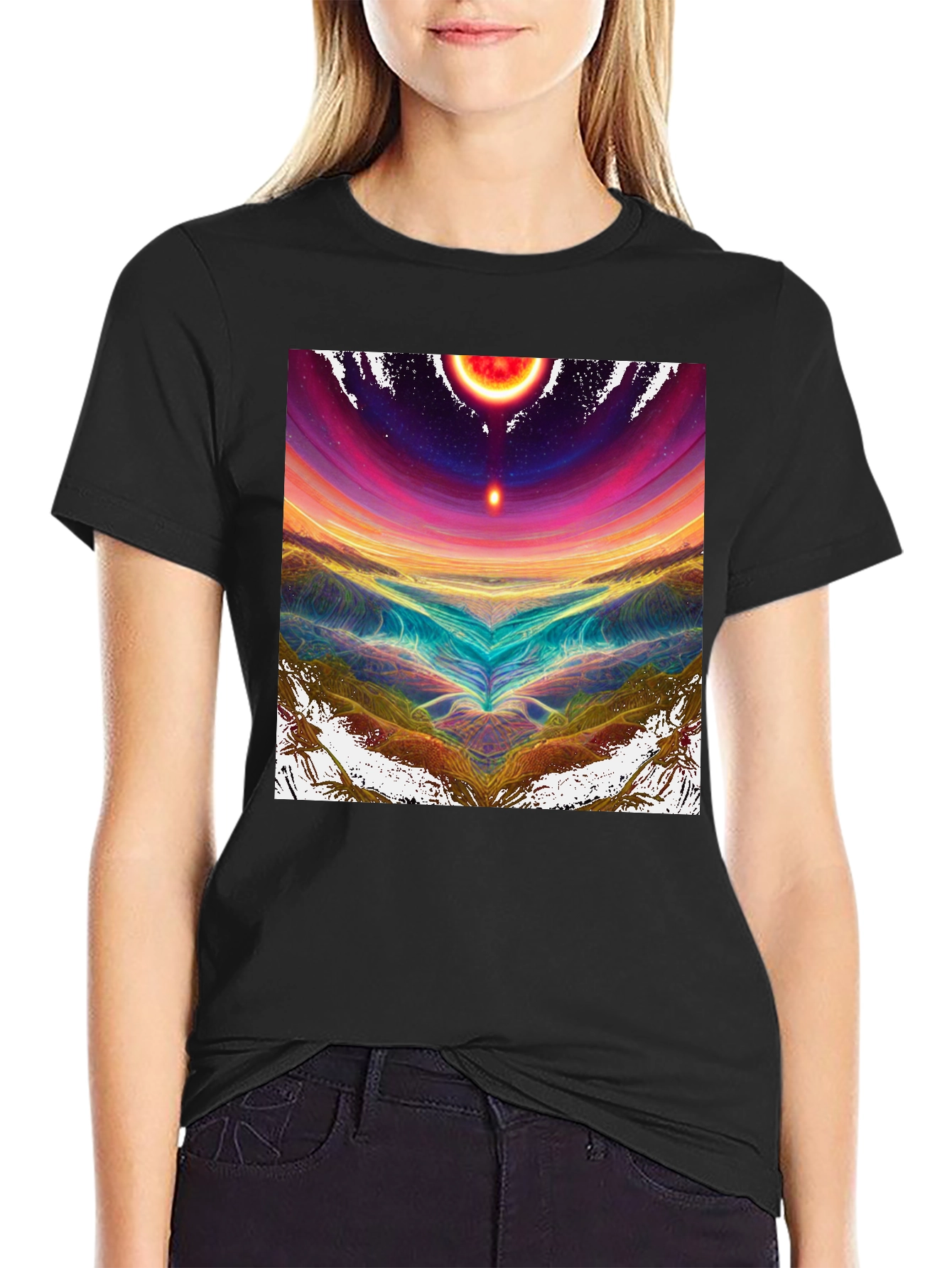Abstract Celestial Black Tee