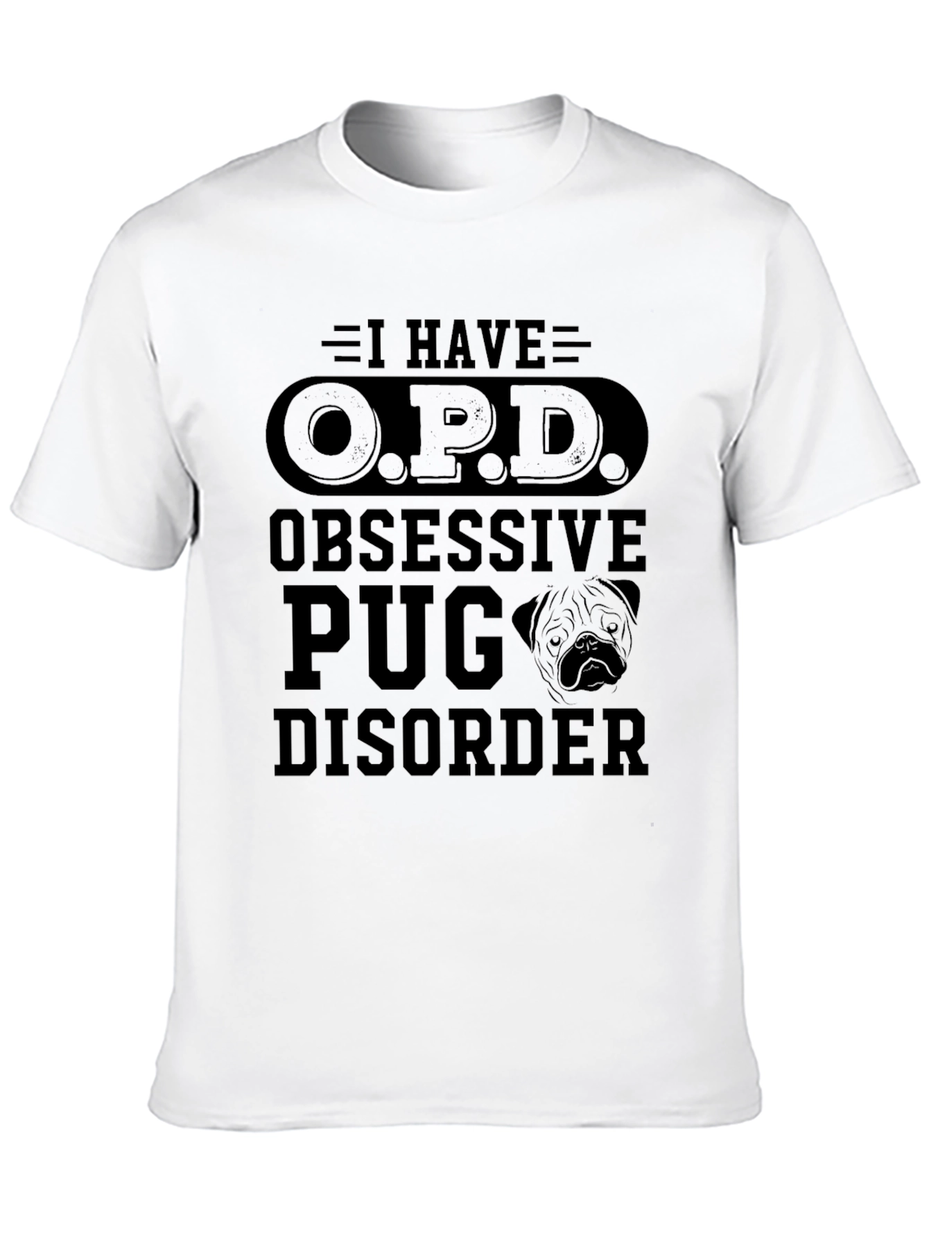 Obsessive Pug Disorder Graphic T-Shirt - Black