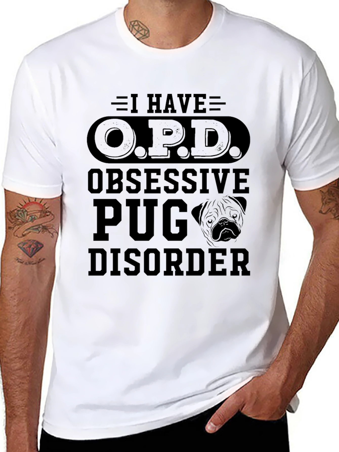 Obsessive Pug Disorder Graphic T-Shirt - Black