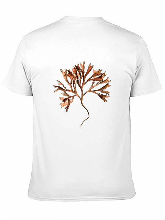 Botanical Seaweed Print Black T-Shirt