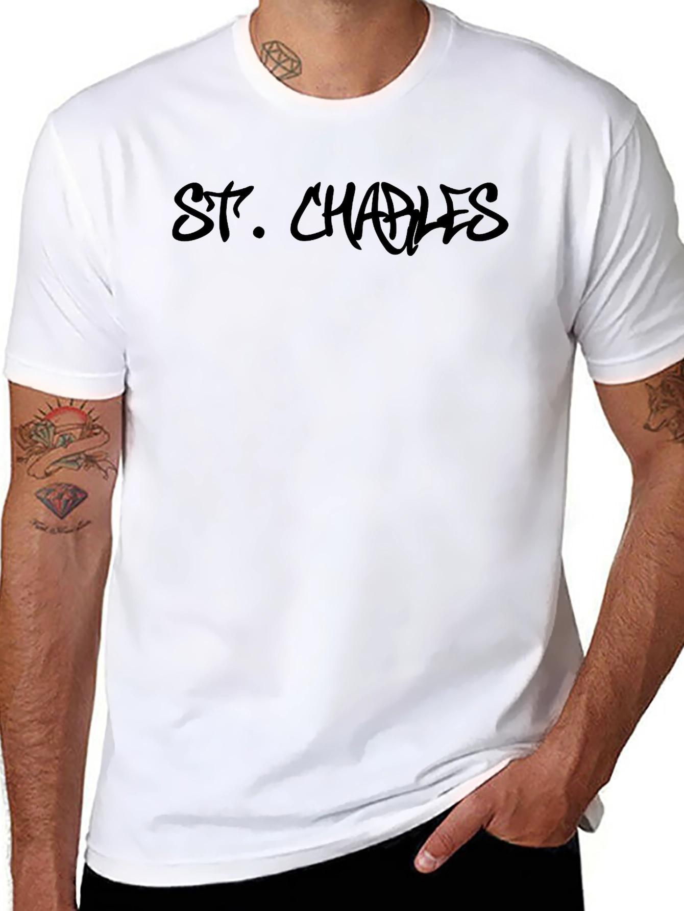St. Charles Black Graphic Tee - Mens Casual Shirt