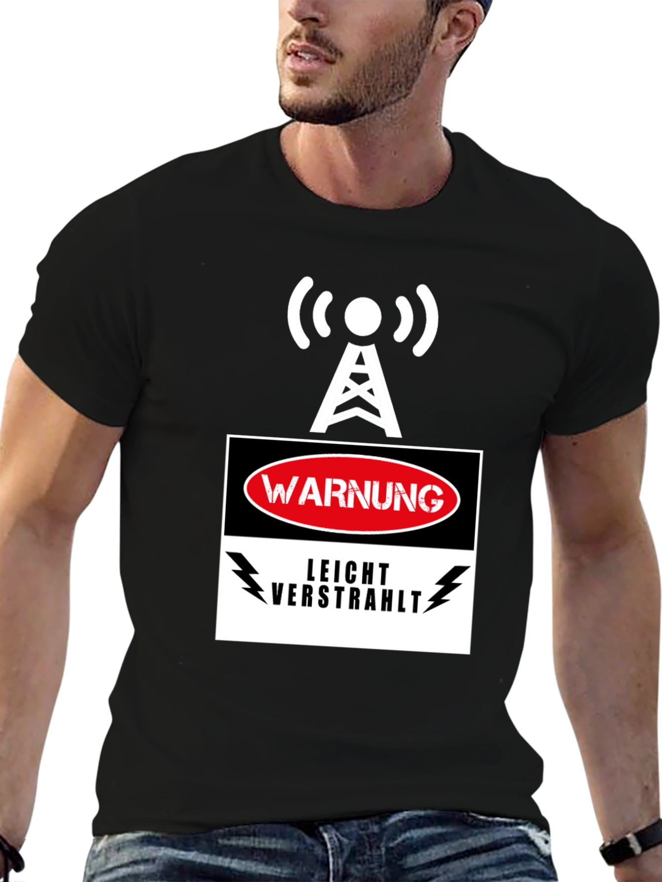 Warning Slightly Irradiated Mens Black T-Shirt