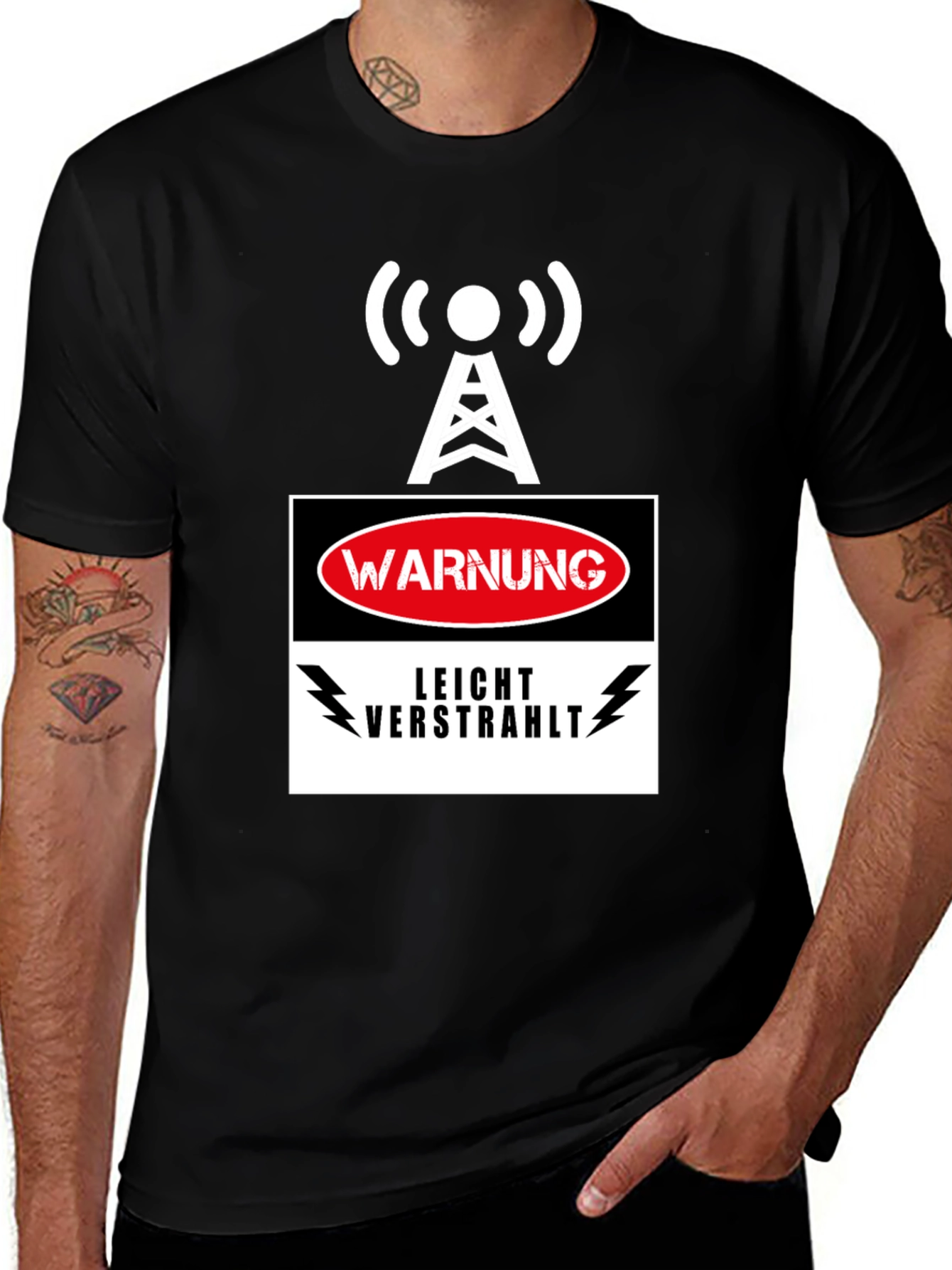 Warning Slightly Irradiated Mens Black T-Shirt
