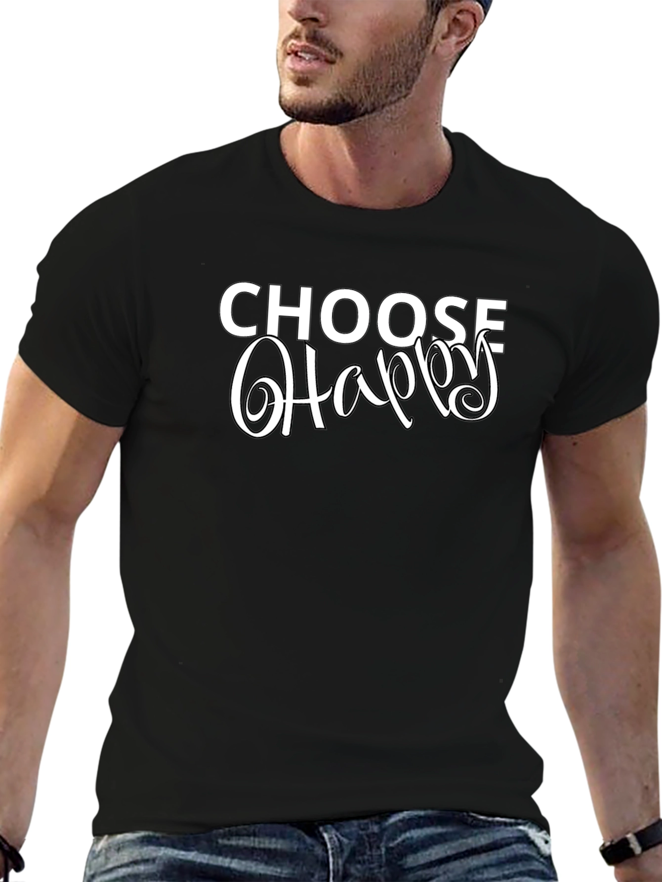 Choose Happy Black T-Shirt - Inspiring Graphic Tee