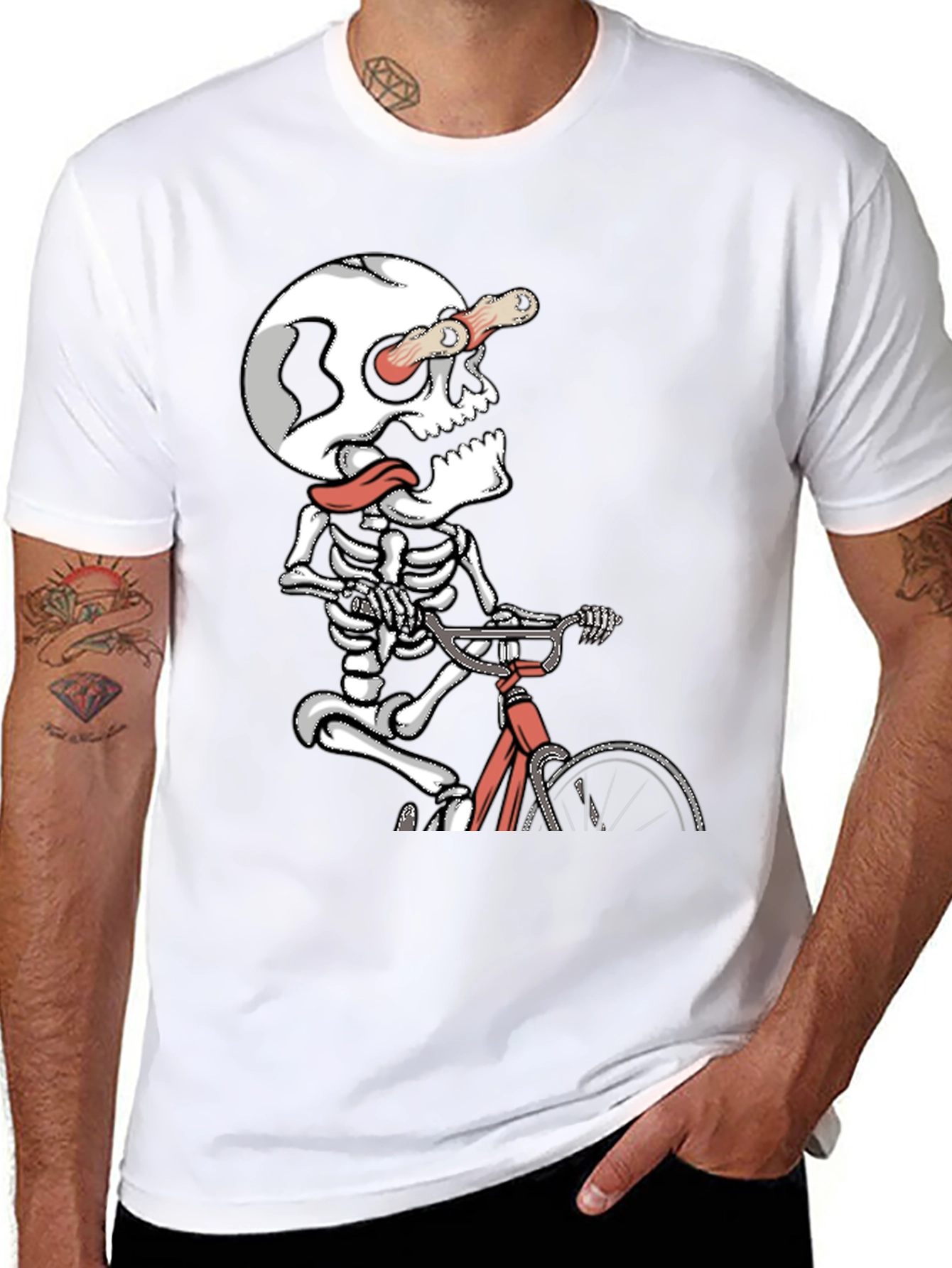 Skeleton Cyclist Graphic T-Shirt - Unique Design
