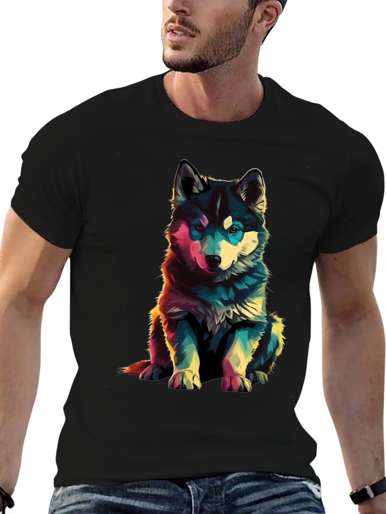 Vibrant Husky Graphic Tee - Stylish Dog Lover Apparel