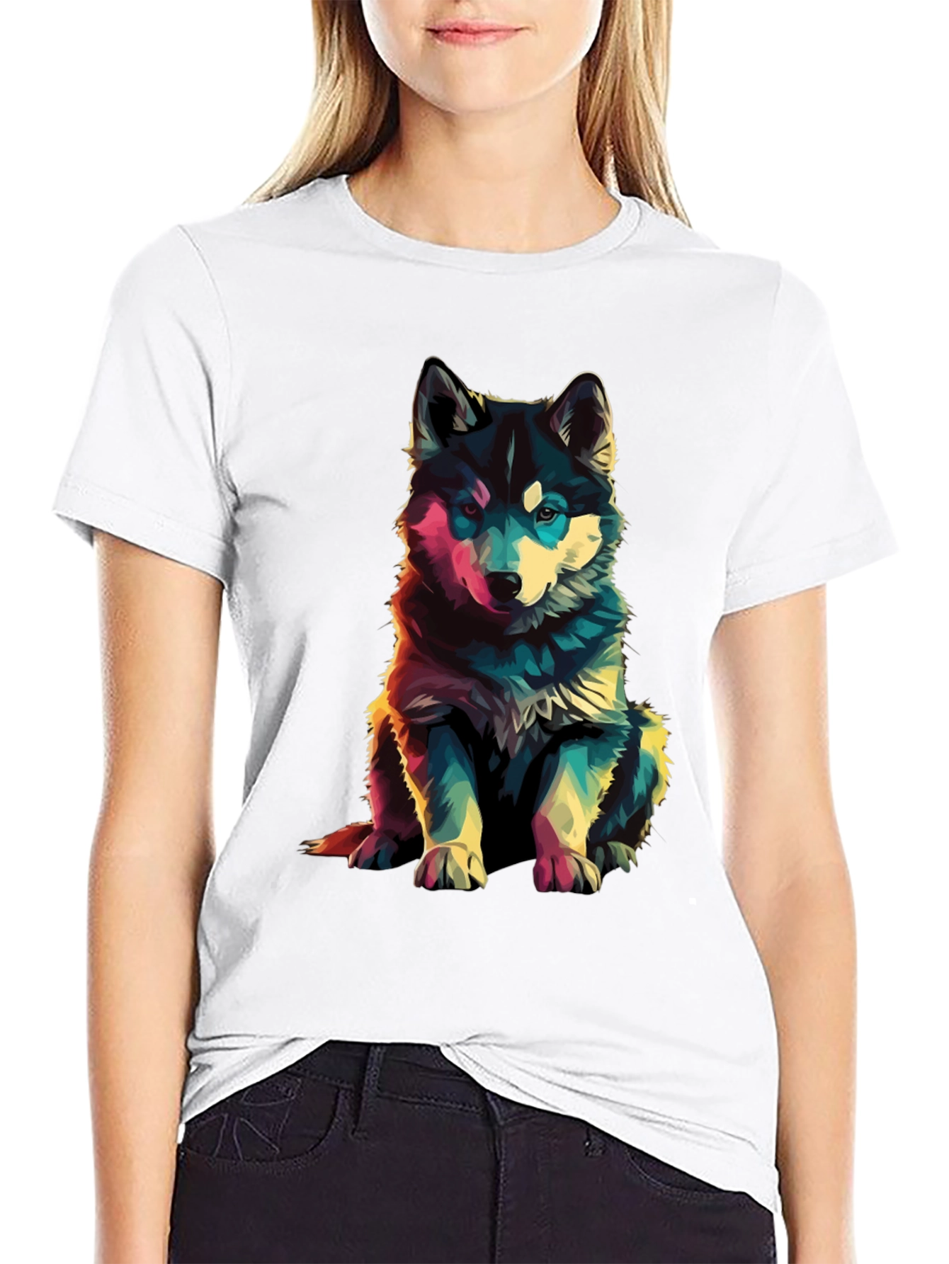 Vibrant Husky Graphic Tee - Stylish Dog Lover Apparel