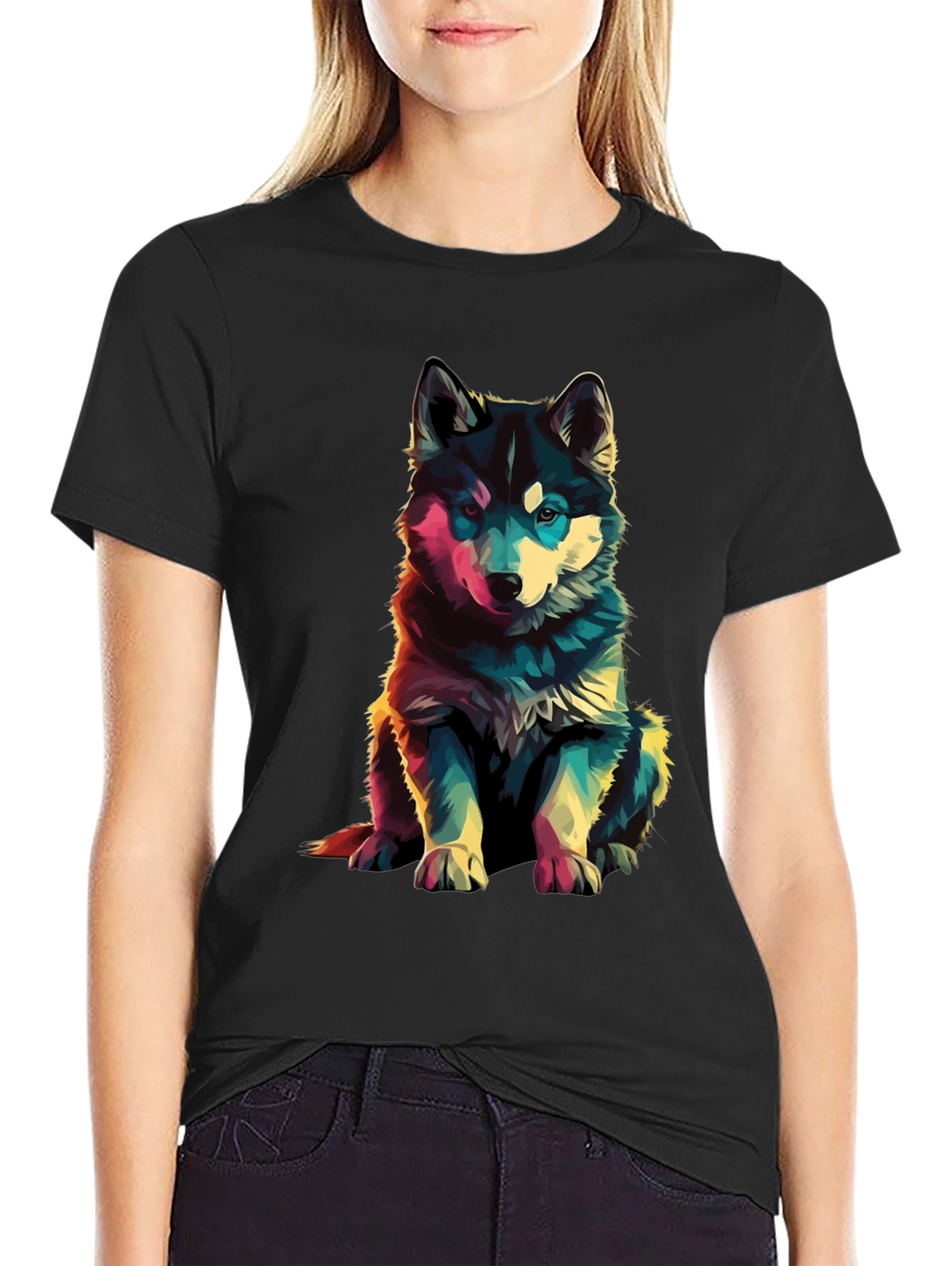 Vibrant Husky Graphic Tee - Stylish Dog Lover Apparel