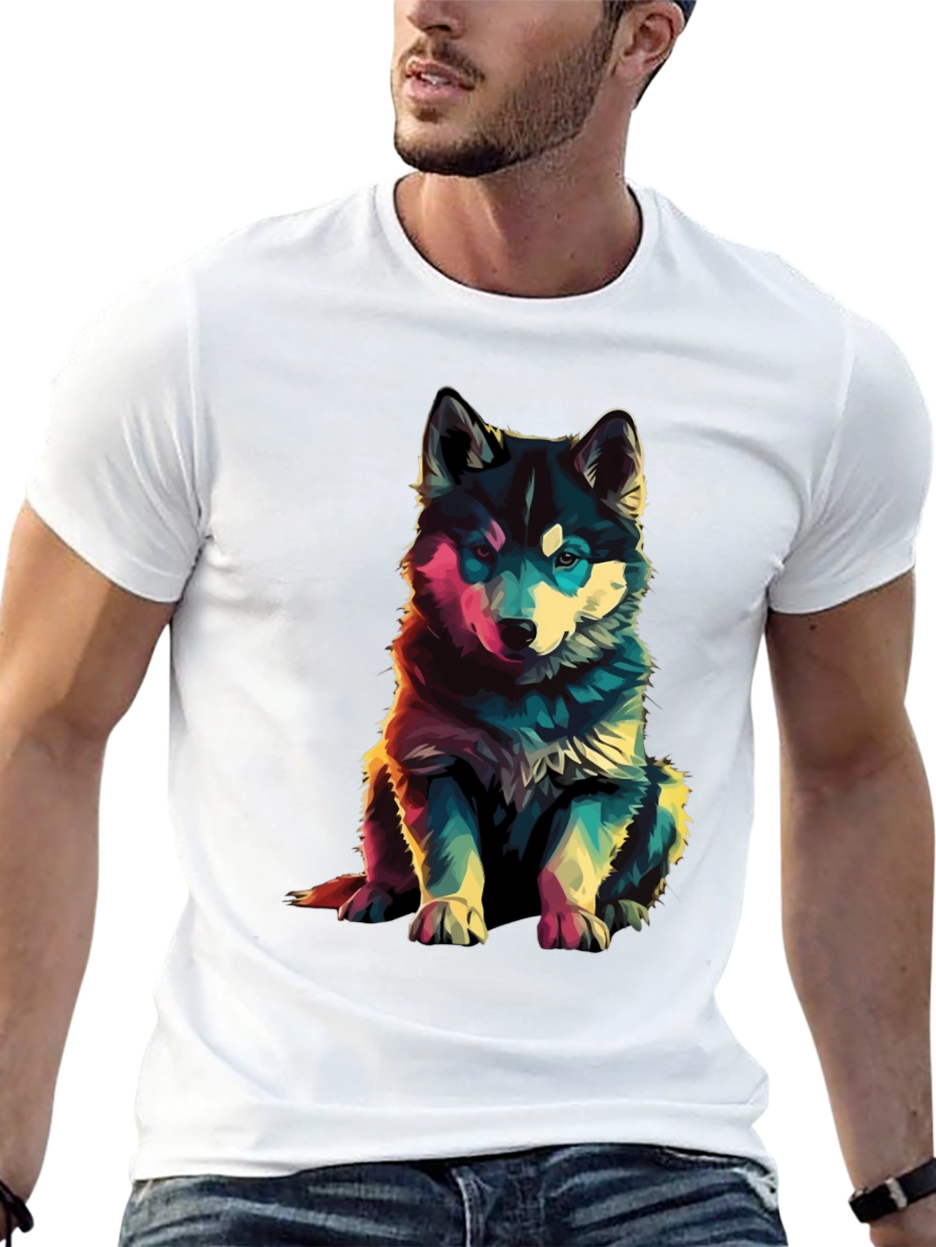 Vibrant Husky Graphic Tee - Stylish Dog Lover Apparel