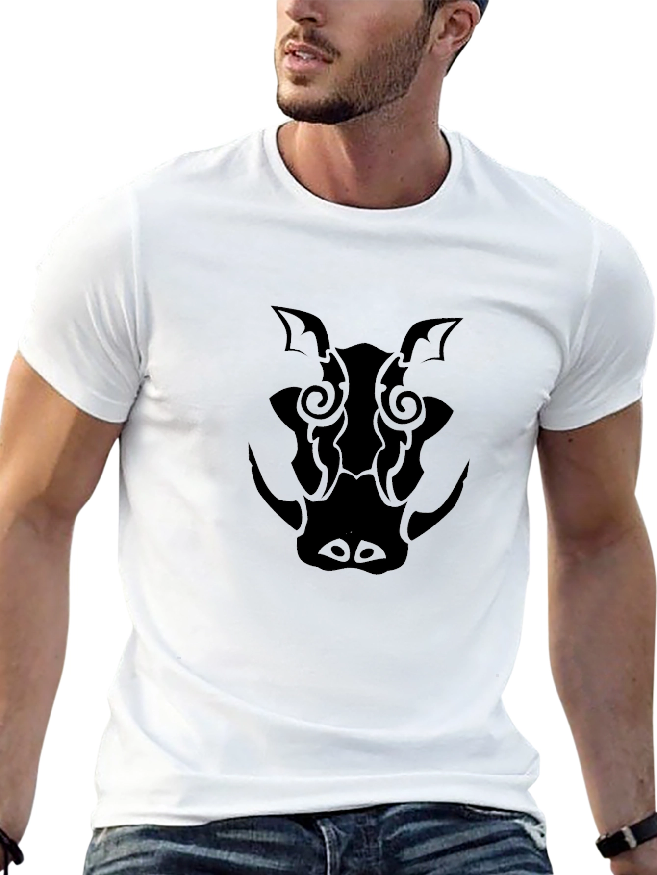 Tribal Boar Graphic T-Shirt - Classic Black