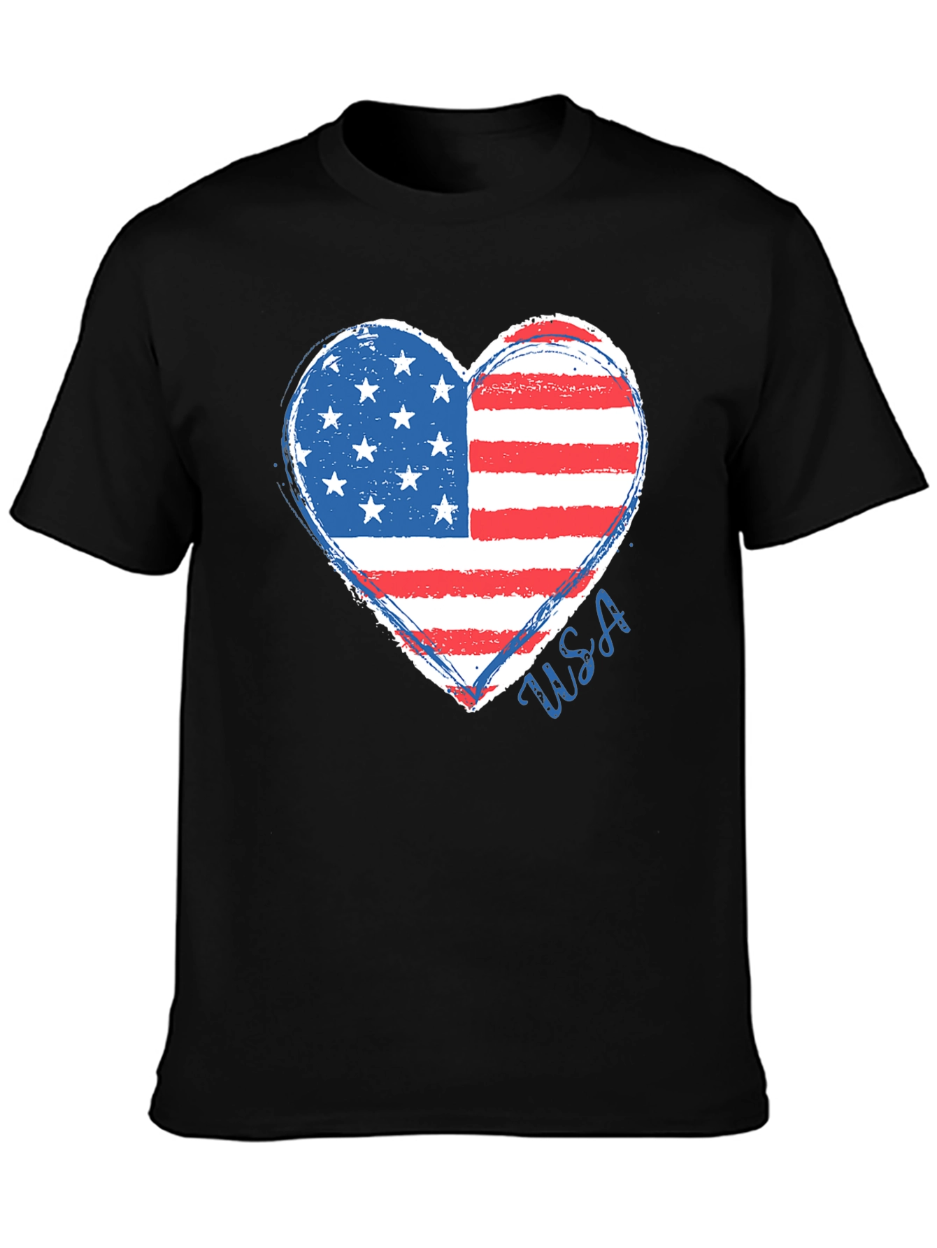 American Flag Heart Graphic T-Shirt
