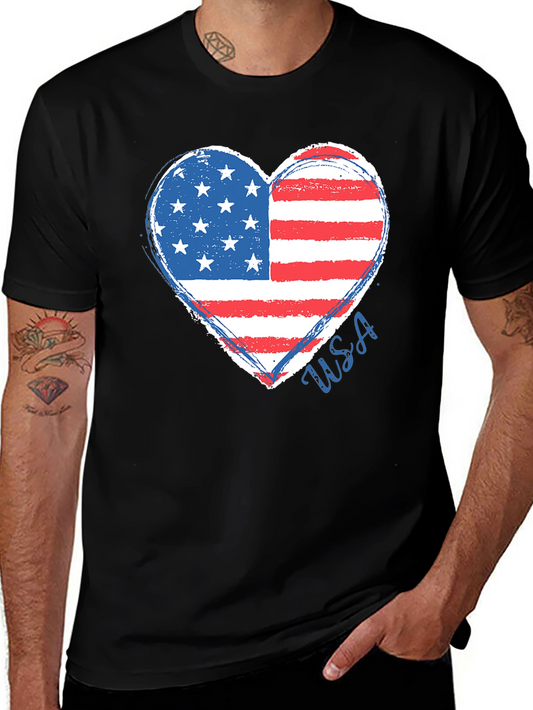 American Flag Heart Graphic T-Shirt