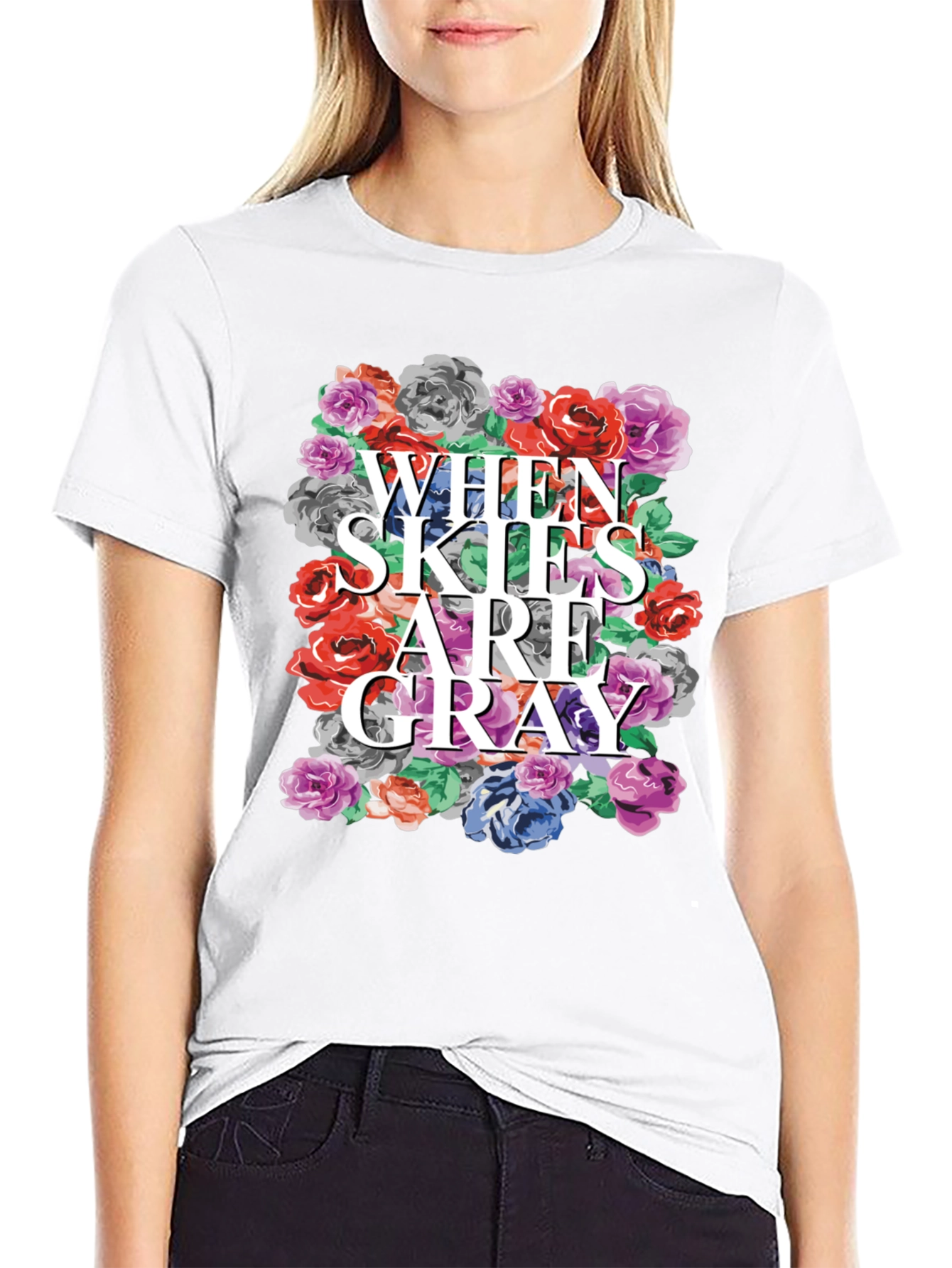 Floral When Skies Are Gray Graphic Tee