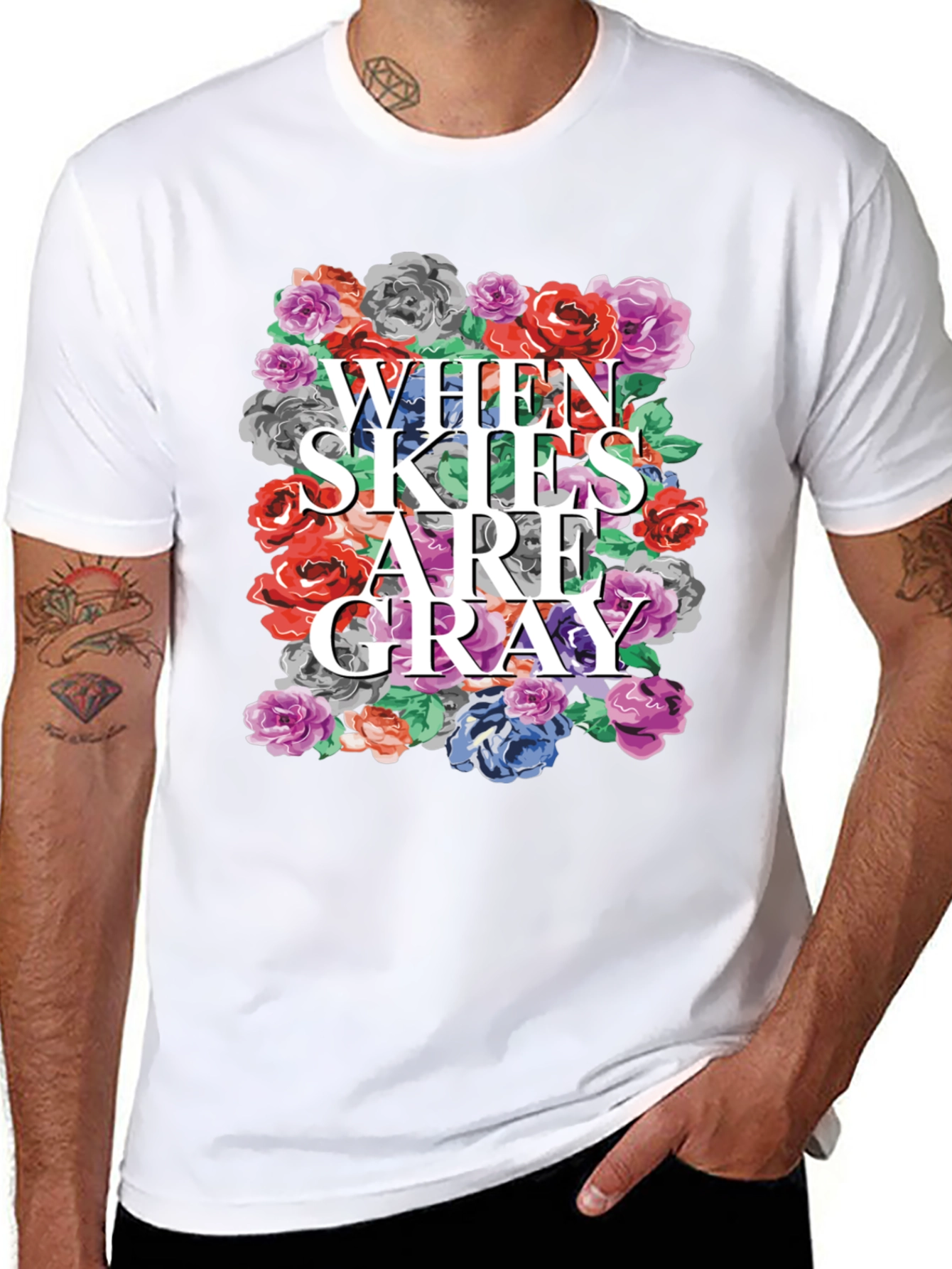Floral When Skies Are Gray Graphic Tee