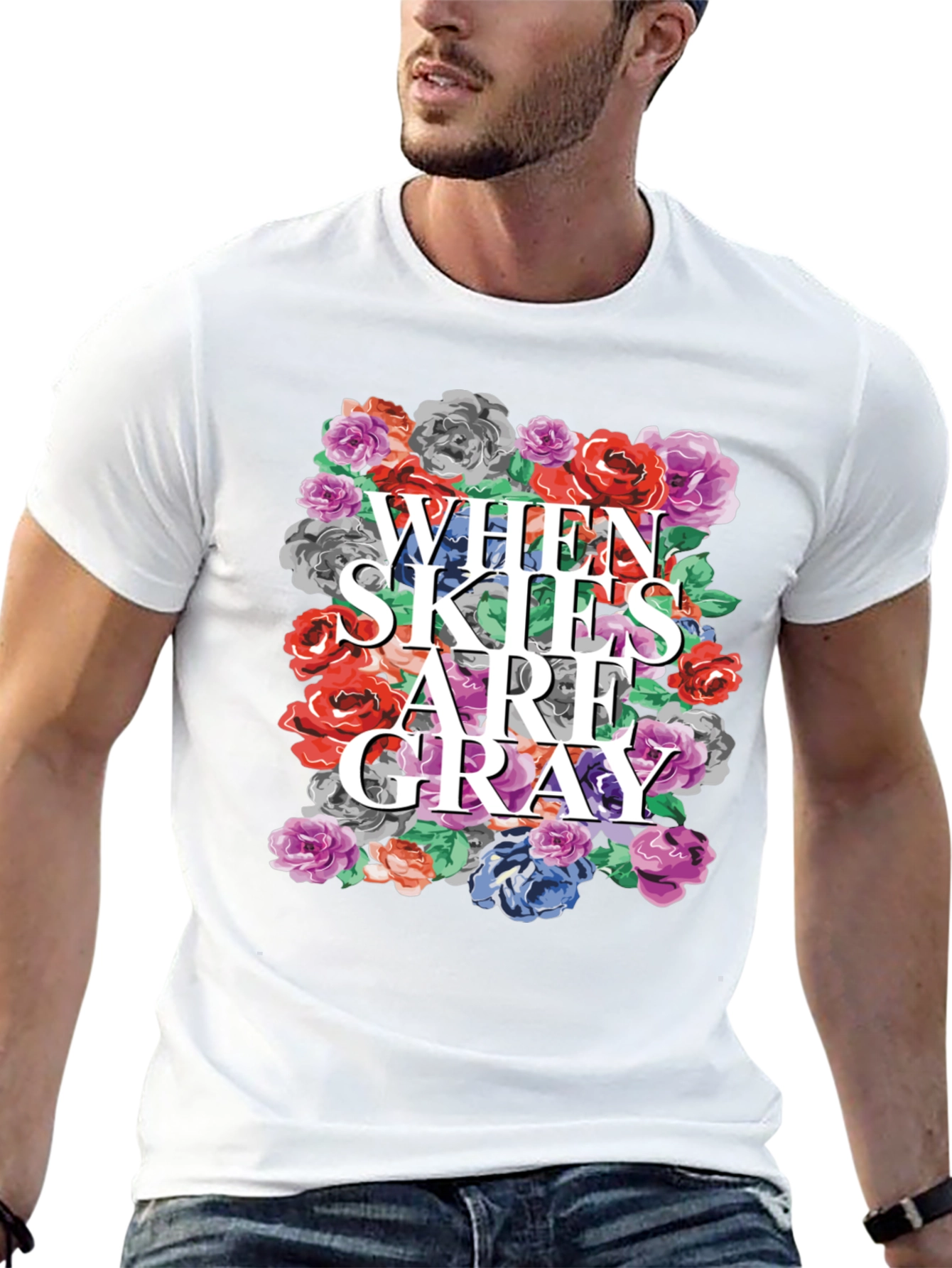 Floral When Skies Are Gray Graphic Tee