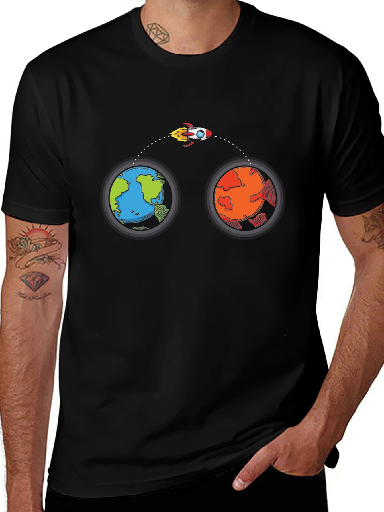 Earth to Mars Rocket T-Shirt - Space Travel Tee