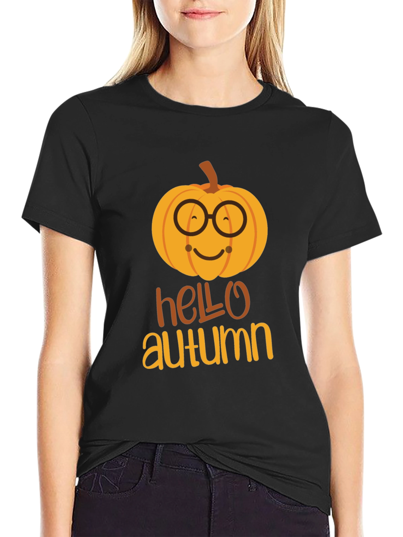 Hello Autumn Pumpkin Graphic T-Shirt
