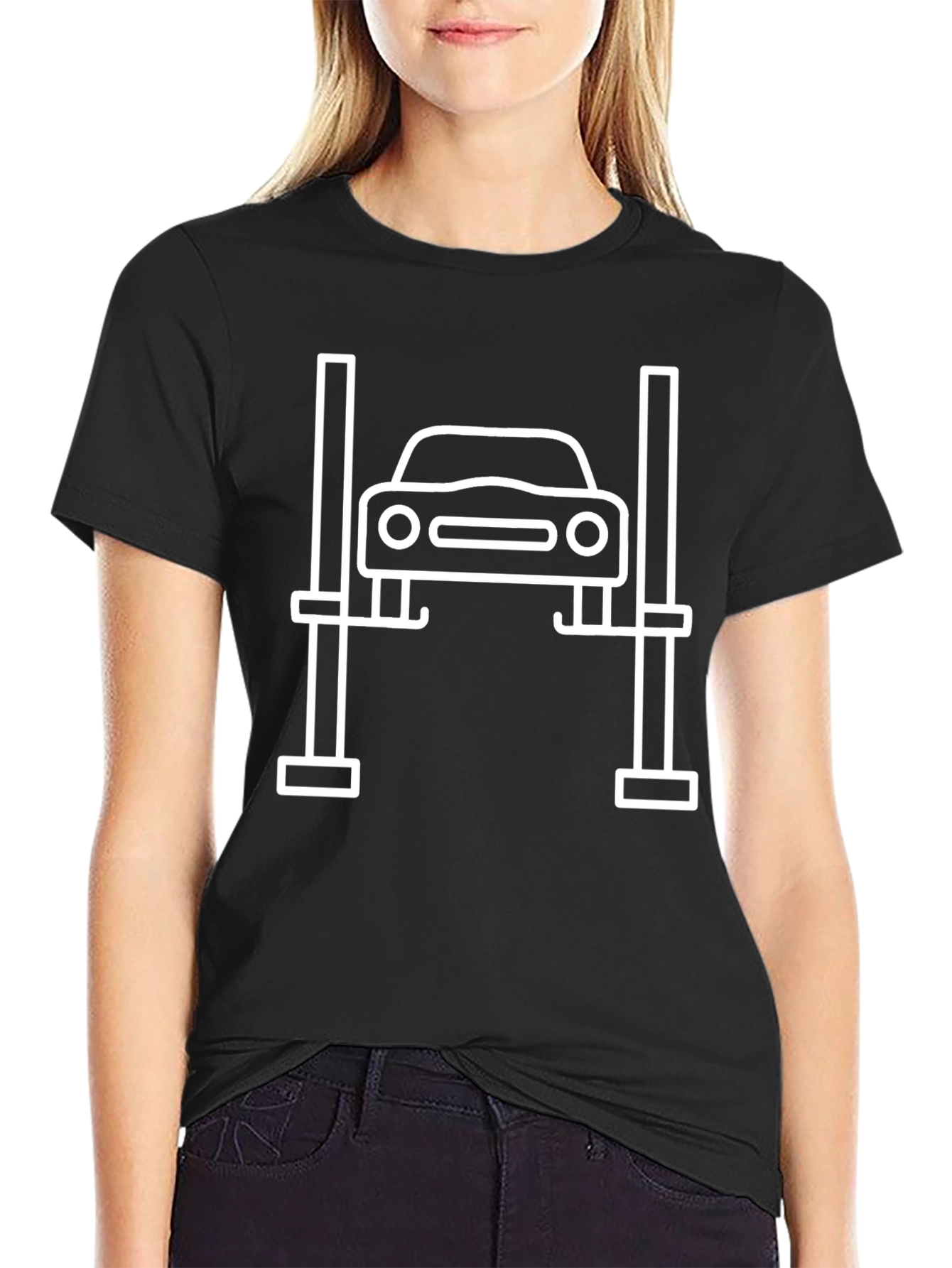Car Lift Graphic Tee - Mechanic Humor Shirt