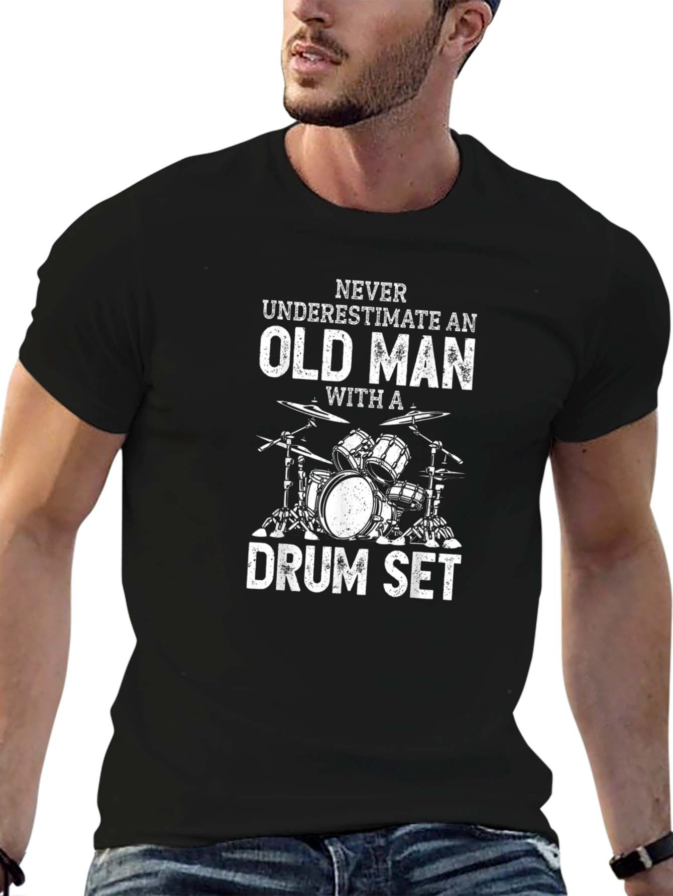 Old Man Drum Set T-Shirt - Musician Gift