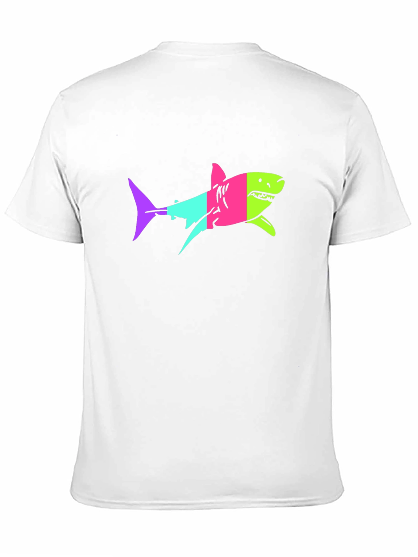 Neon Shark Graphic Print Black T-Shirt
