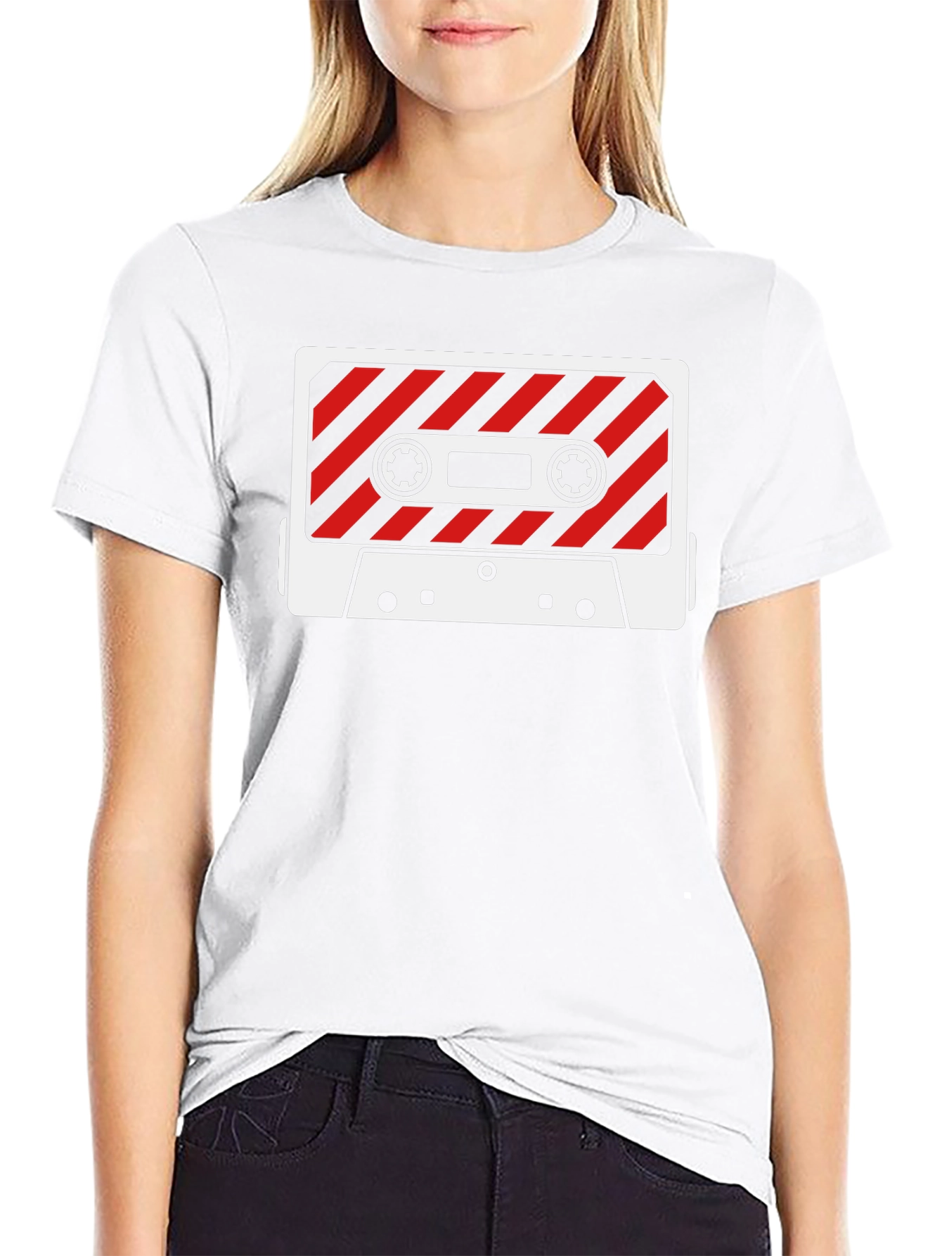 Retro Cassette Tape Graphic Tee - Black Cotton T-Shirt