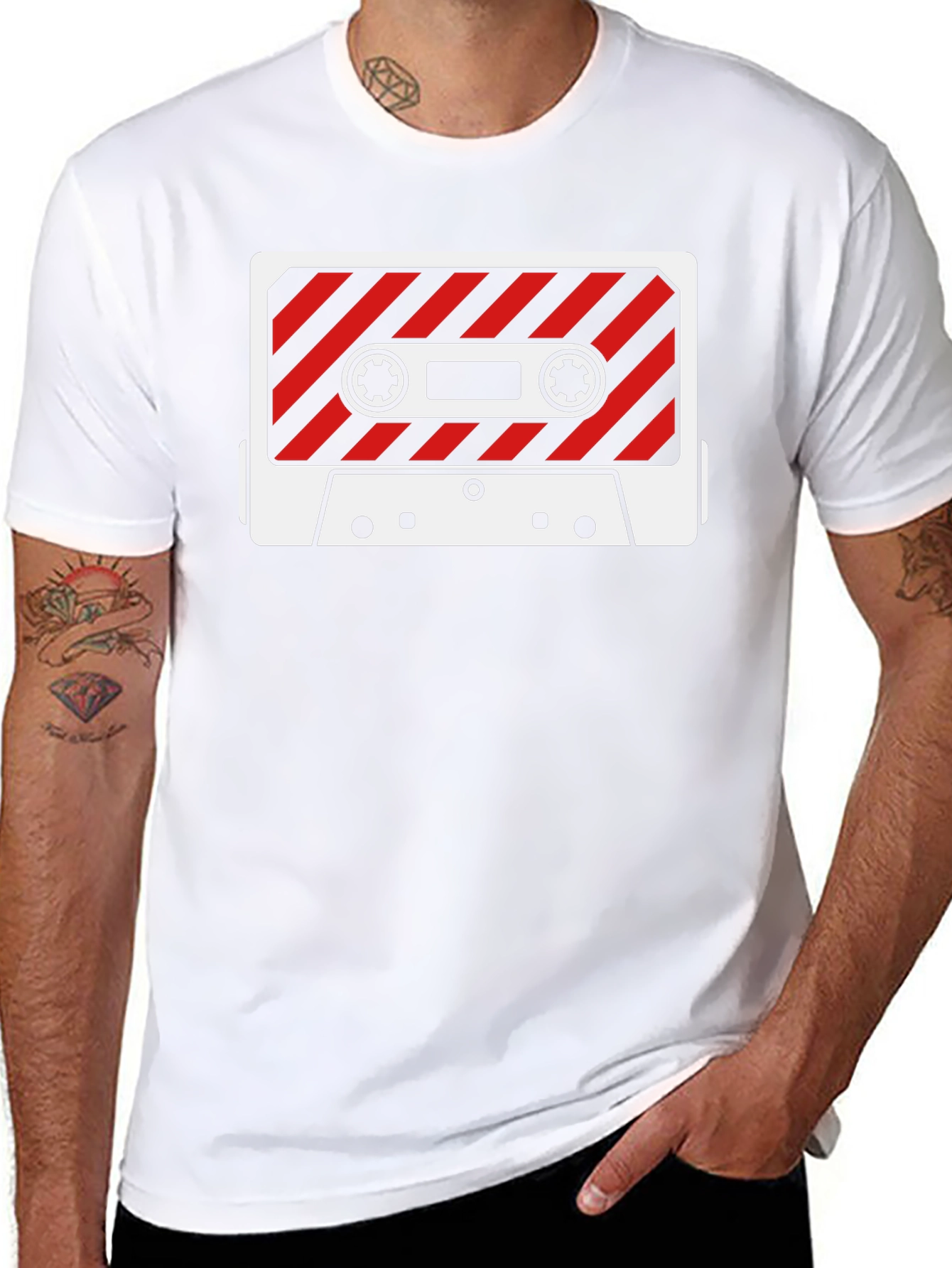 Retro Cassette Tape Graphic Tee - Black Cotton T-Shirt