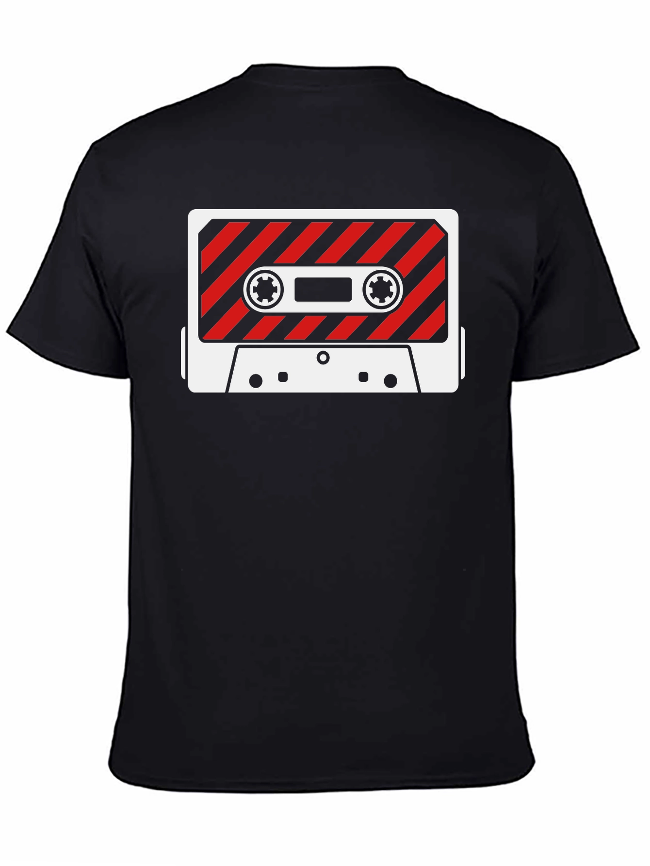 Retro Cassette Tape Graphic Tee - Black Cotton T-Shirt