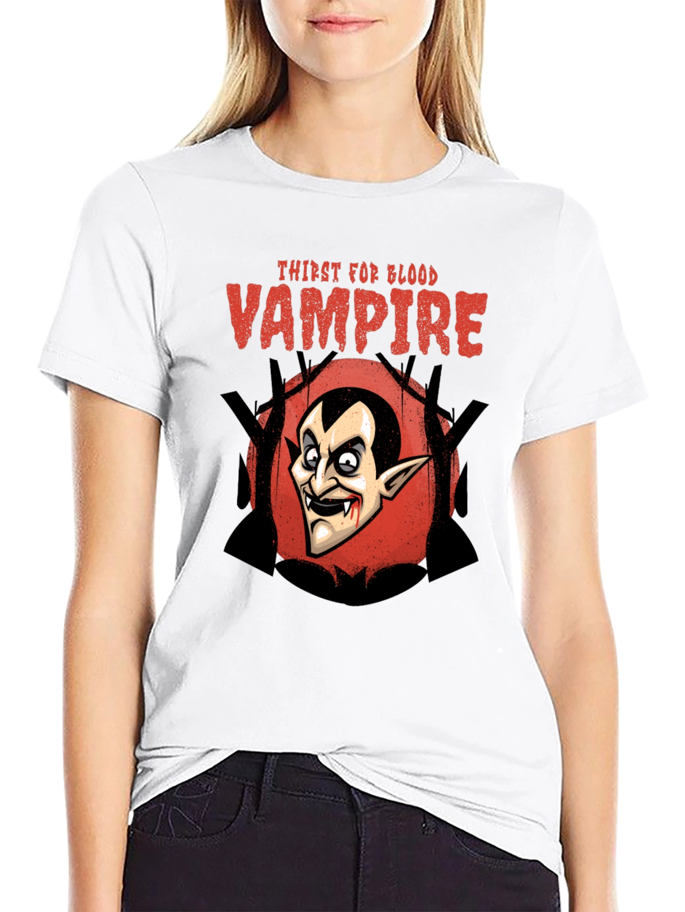 Vampire Thirst for Blood Graphic Print T-Shirt