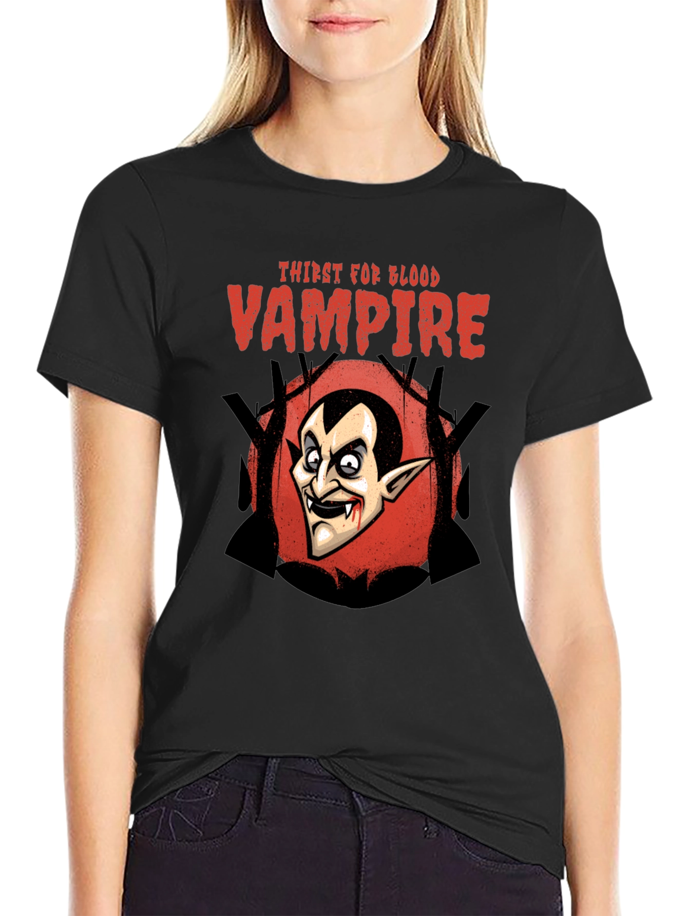 Vampire Thirst for Blood Graphic Print T-Shirt