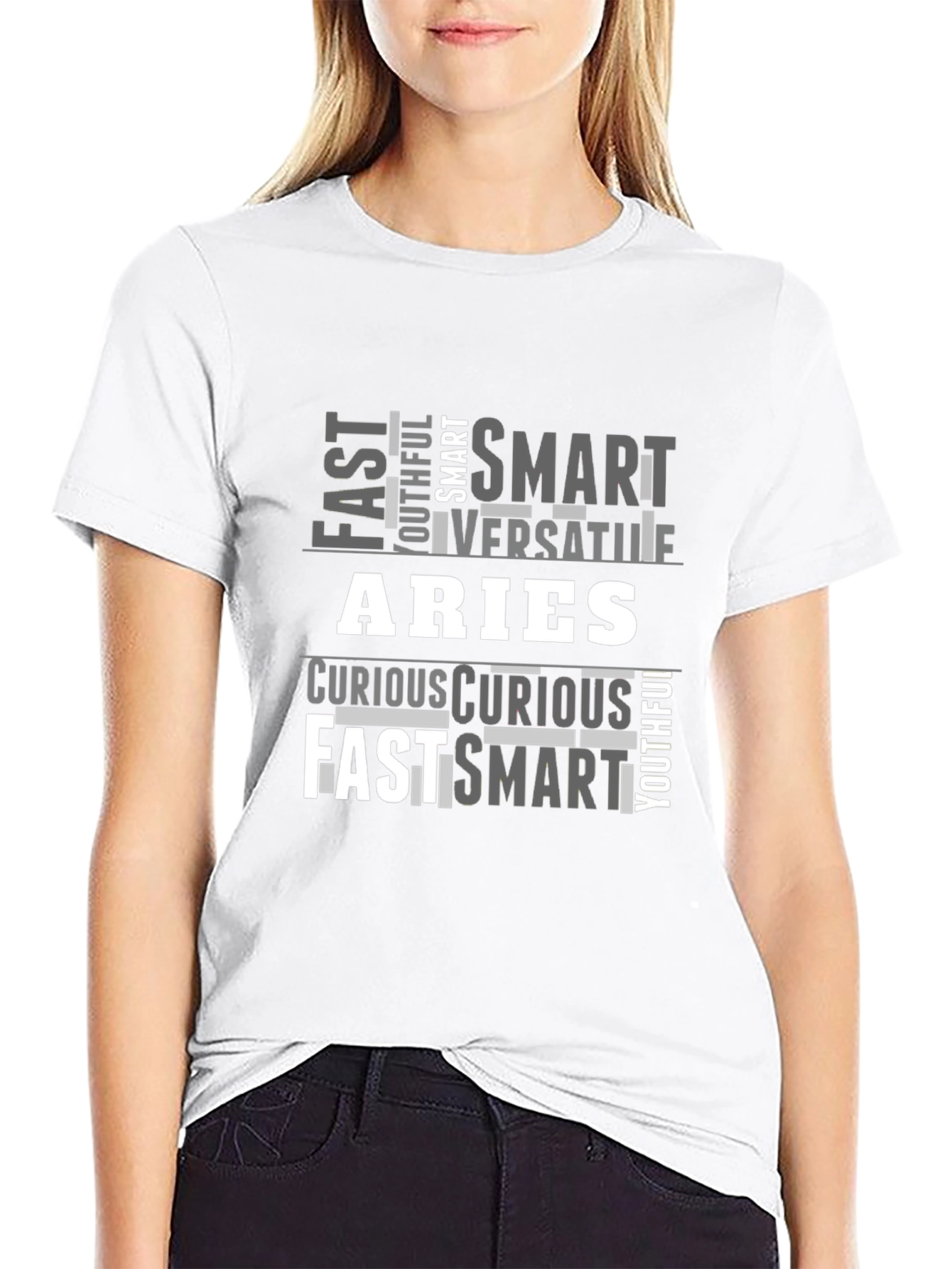 Aries Zodiac Word Art Black T-Shirt