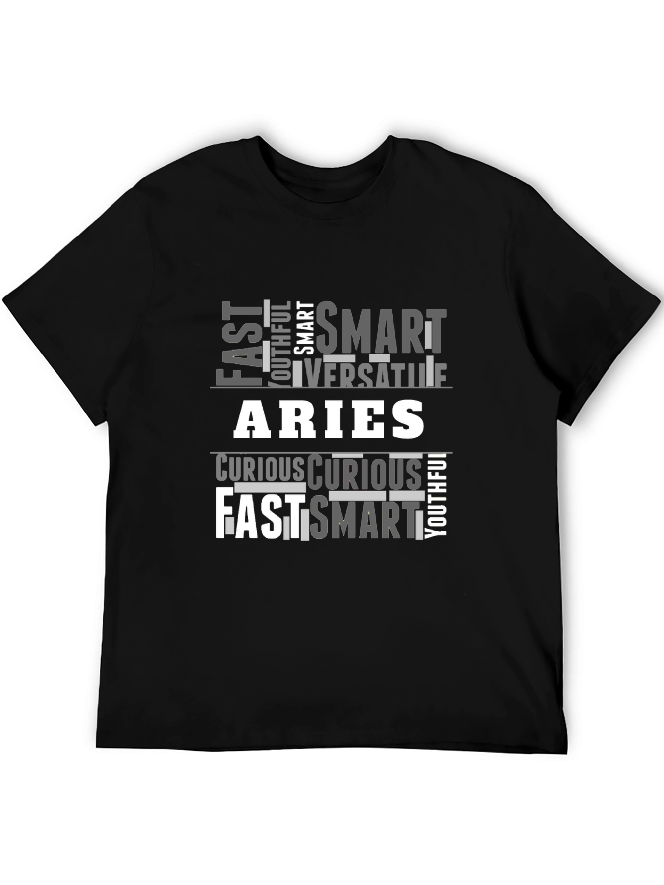Aries Zodiac Word Art Black T-Shirt