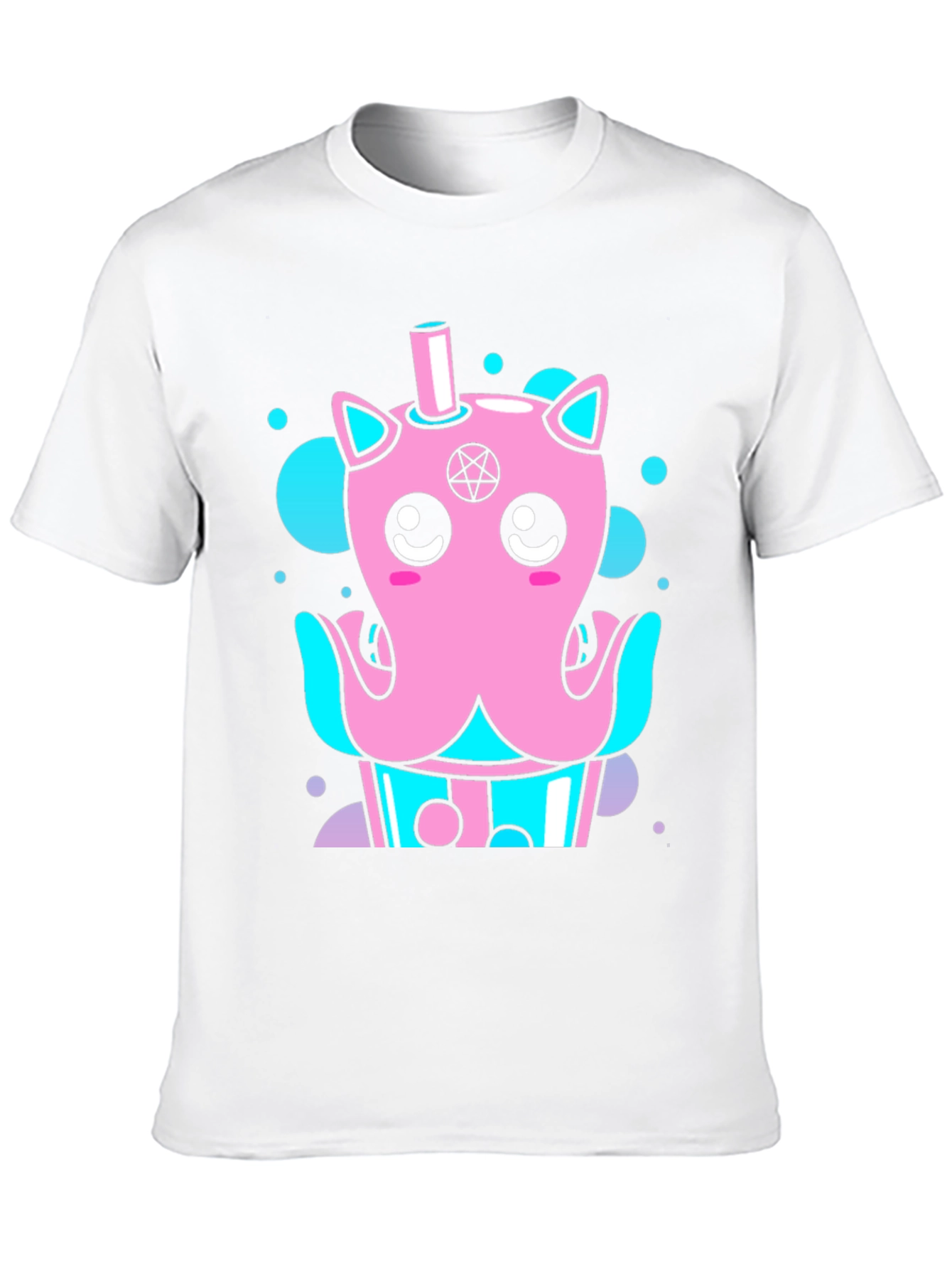 Cute Kawaii Octopus Bubble Tea Black T-Shirt