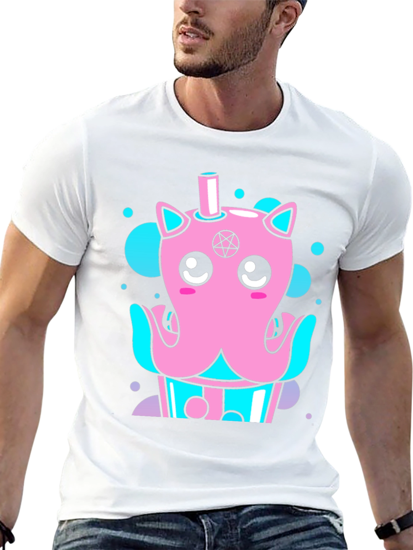Cute Kawaii Octopus Bubble Tea Black T-Shirt