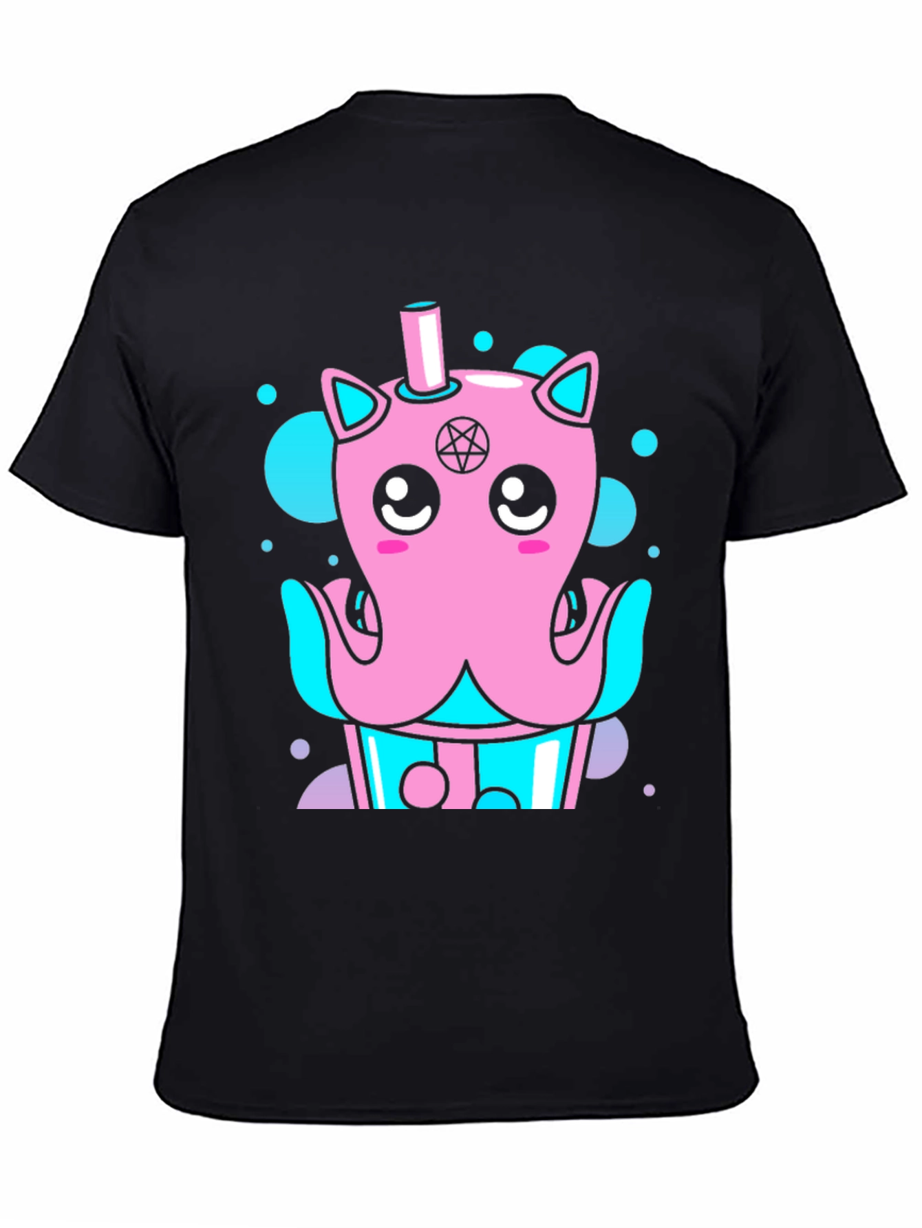 Cute Kawaii Octopus Bubble Tea Black T-Shirt
