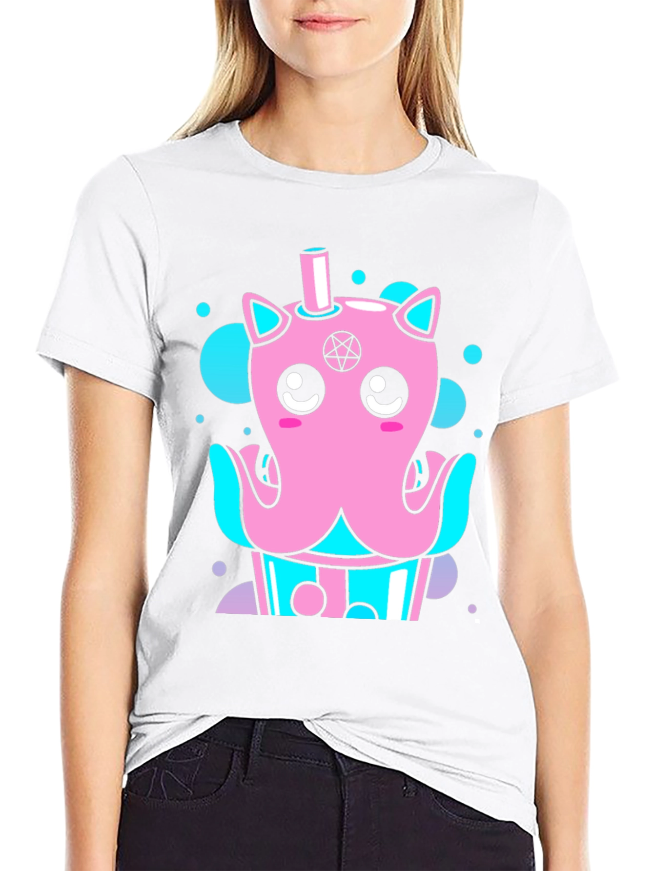Cute Kawaii Octopus Bubble Tea Black T-Shirt