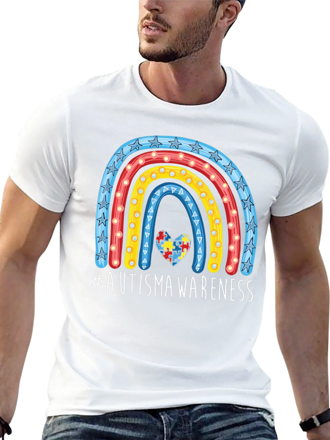 Autism Awareness Rainbow Heart T-Shirt